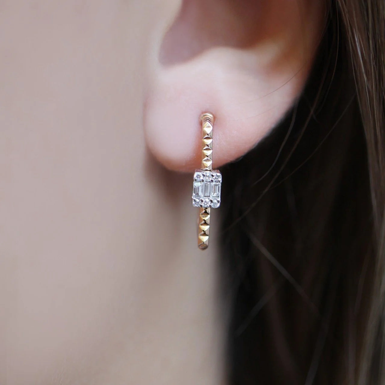 0.25 Carat Designer Diamond Baguette Earrings