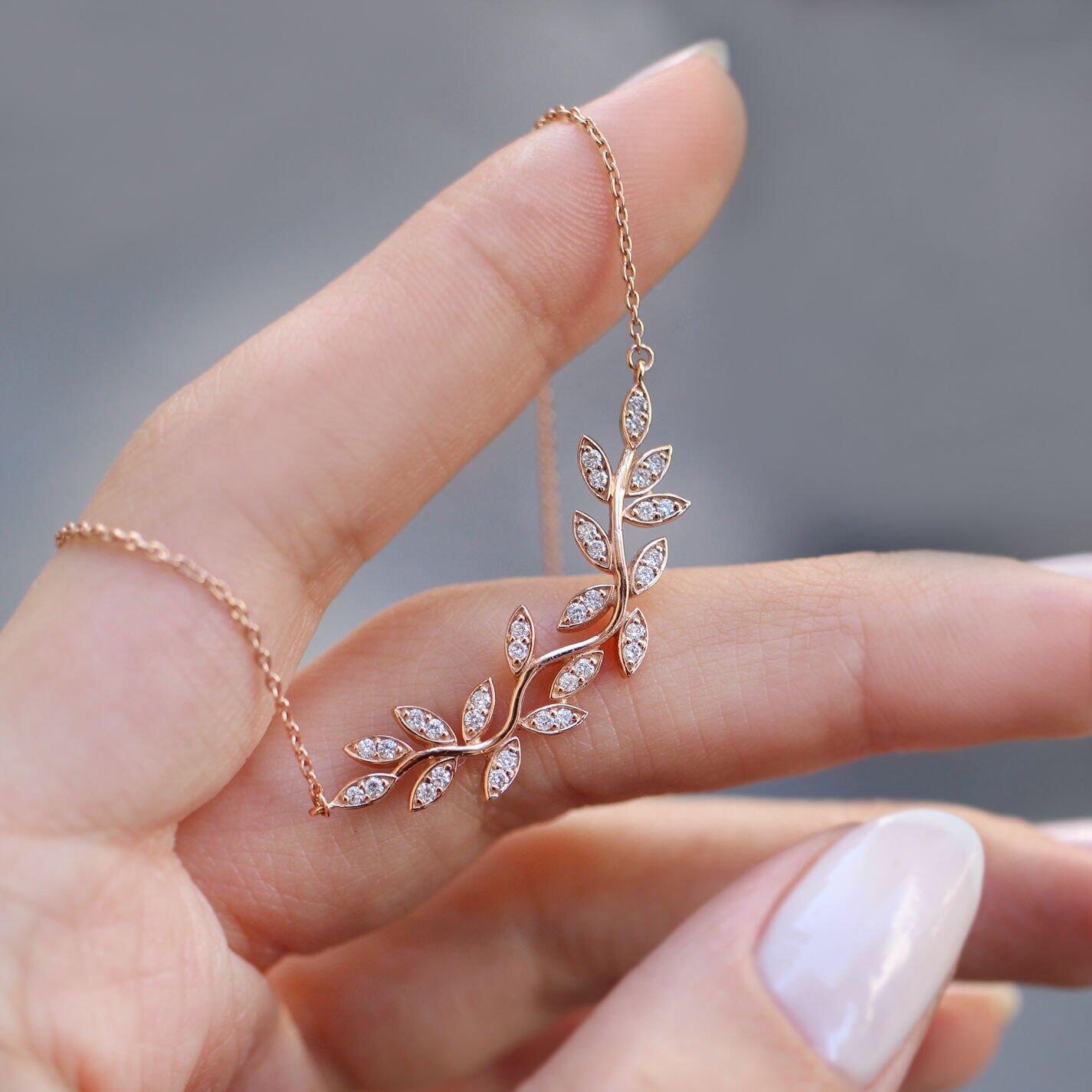 0.30 Carat Custom Design Branch Diamond Necklace