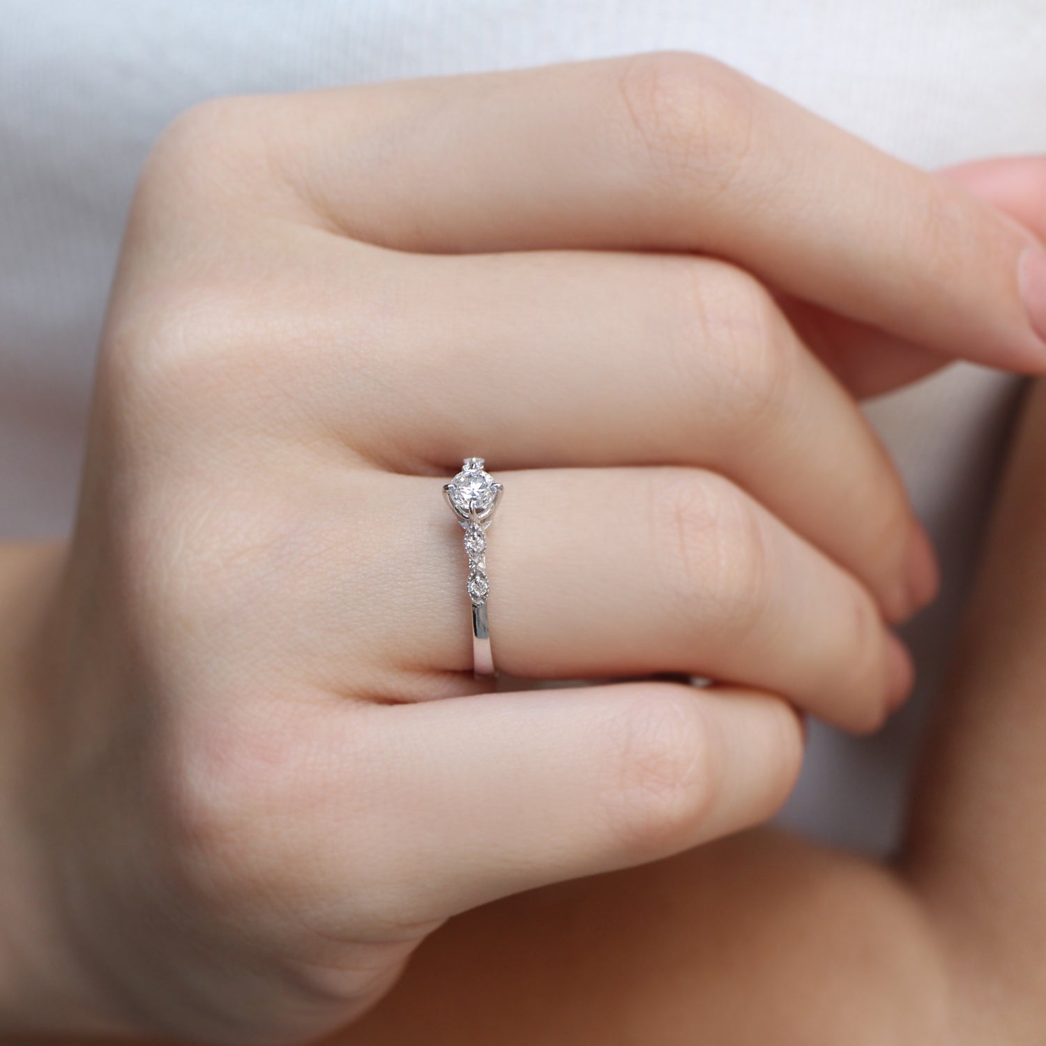 0.35 Carat F VS2 Vintage GIA Certified Diamond Solitaire Ring
