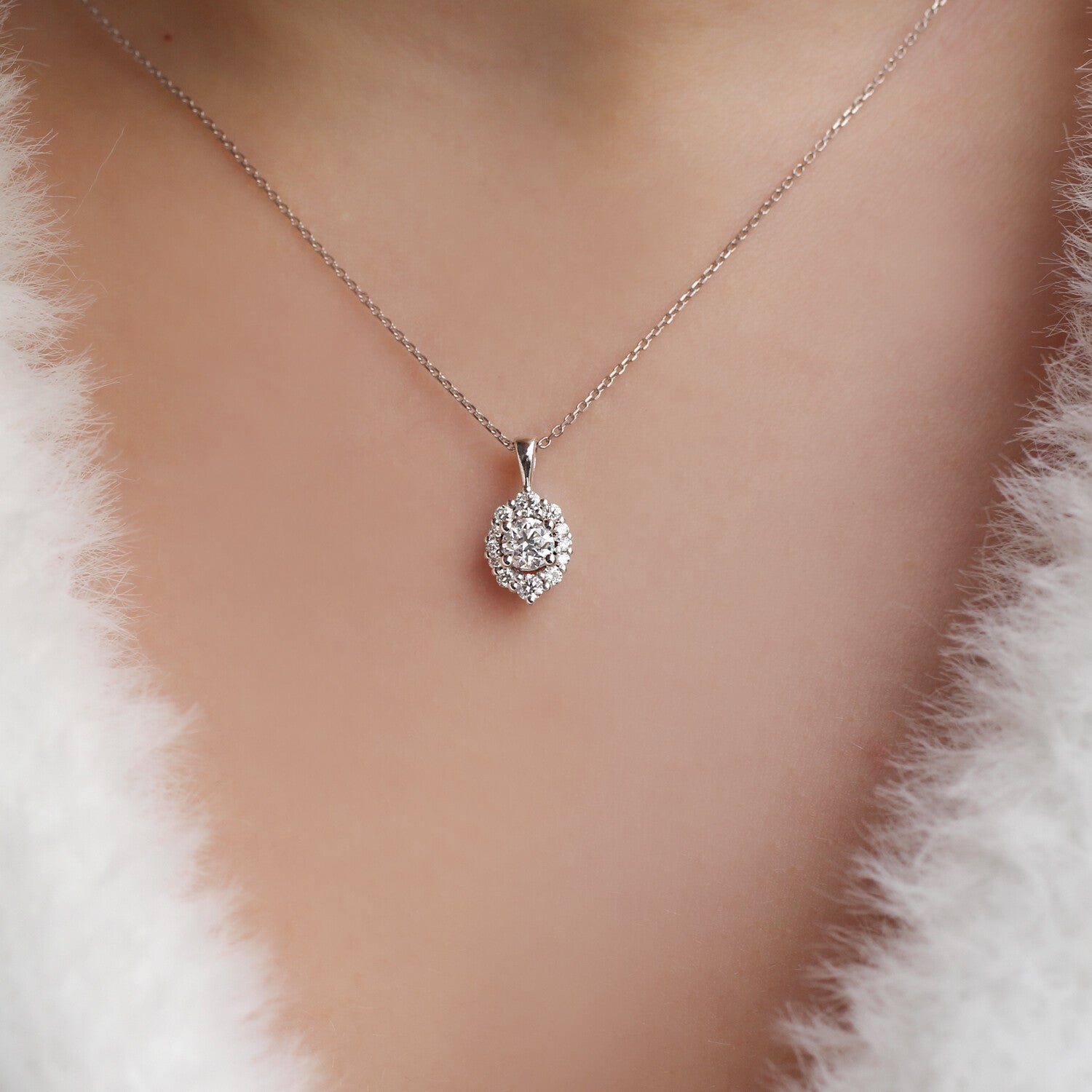 0.35 Carat Custom Design Vintage Lina Diamond Necklace
