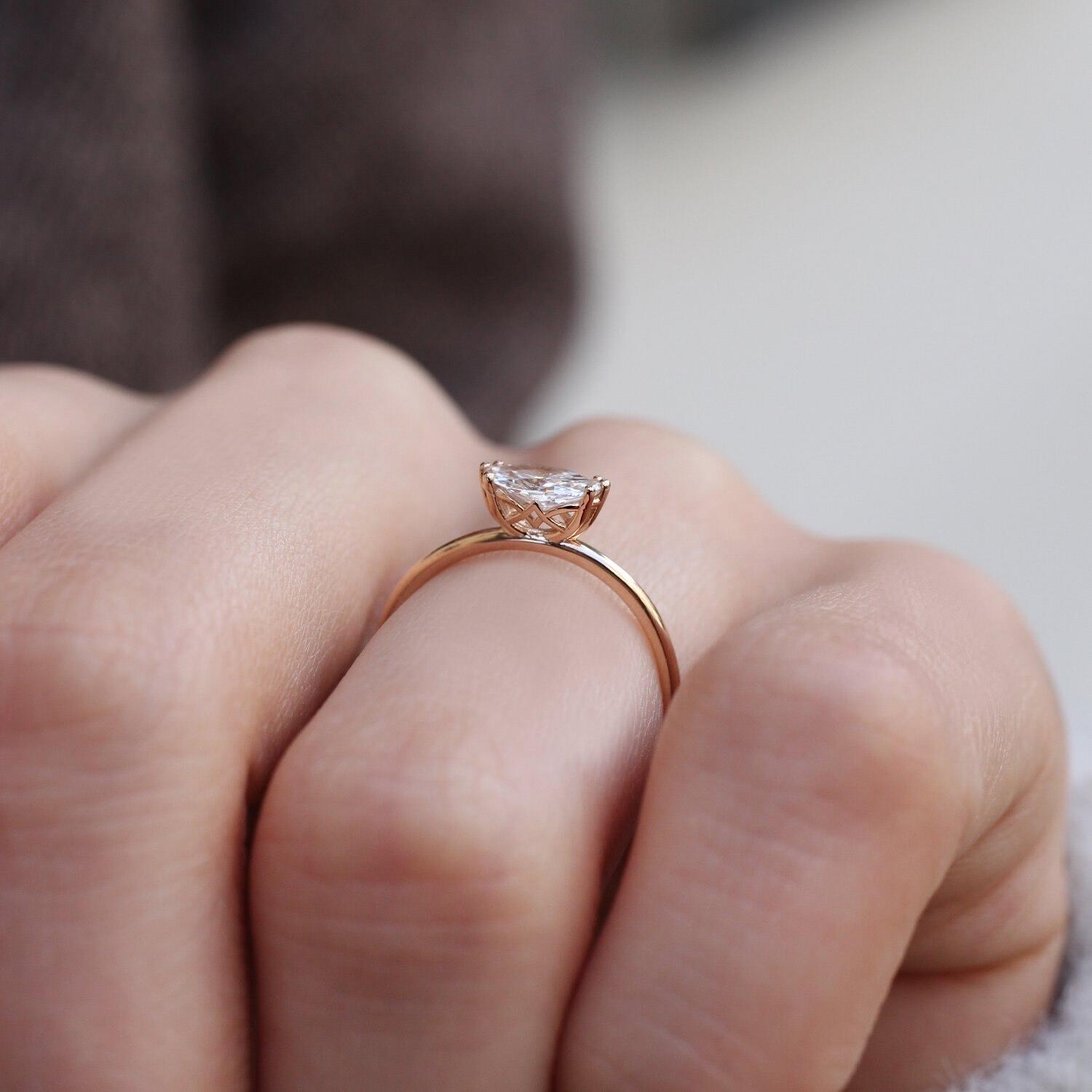 0.40 Carat Special Design Marquise Diamond Solitaire Ring