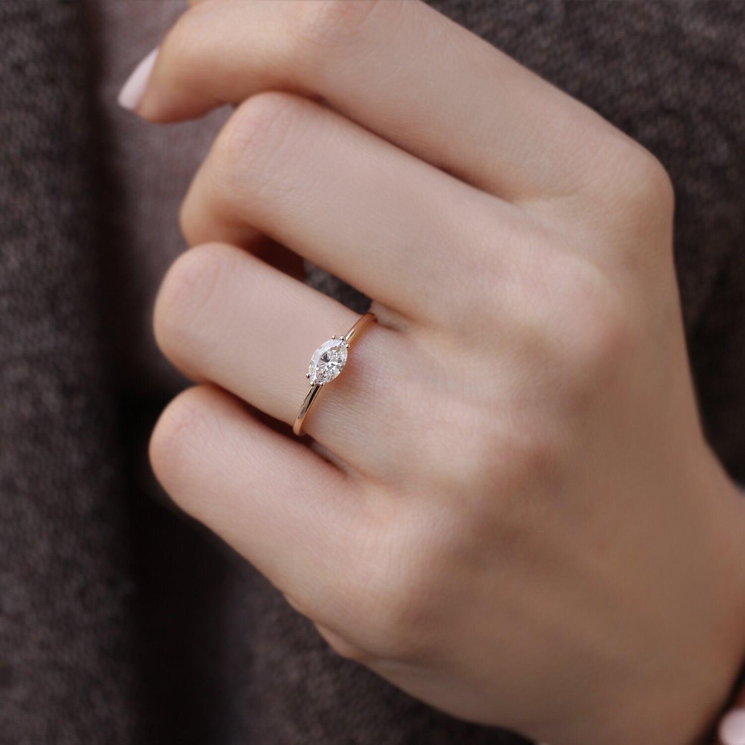 0.40 Carat Special Design Marquise Diamond Solitaire Ring