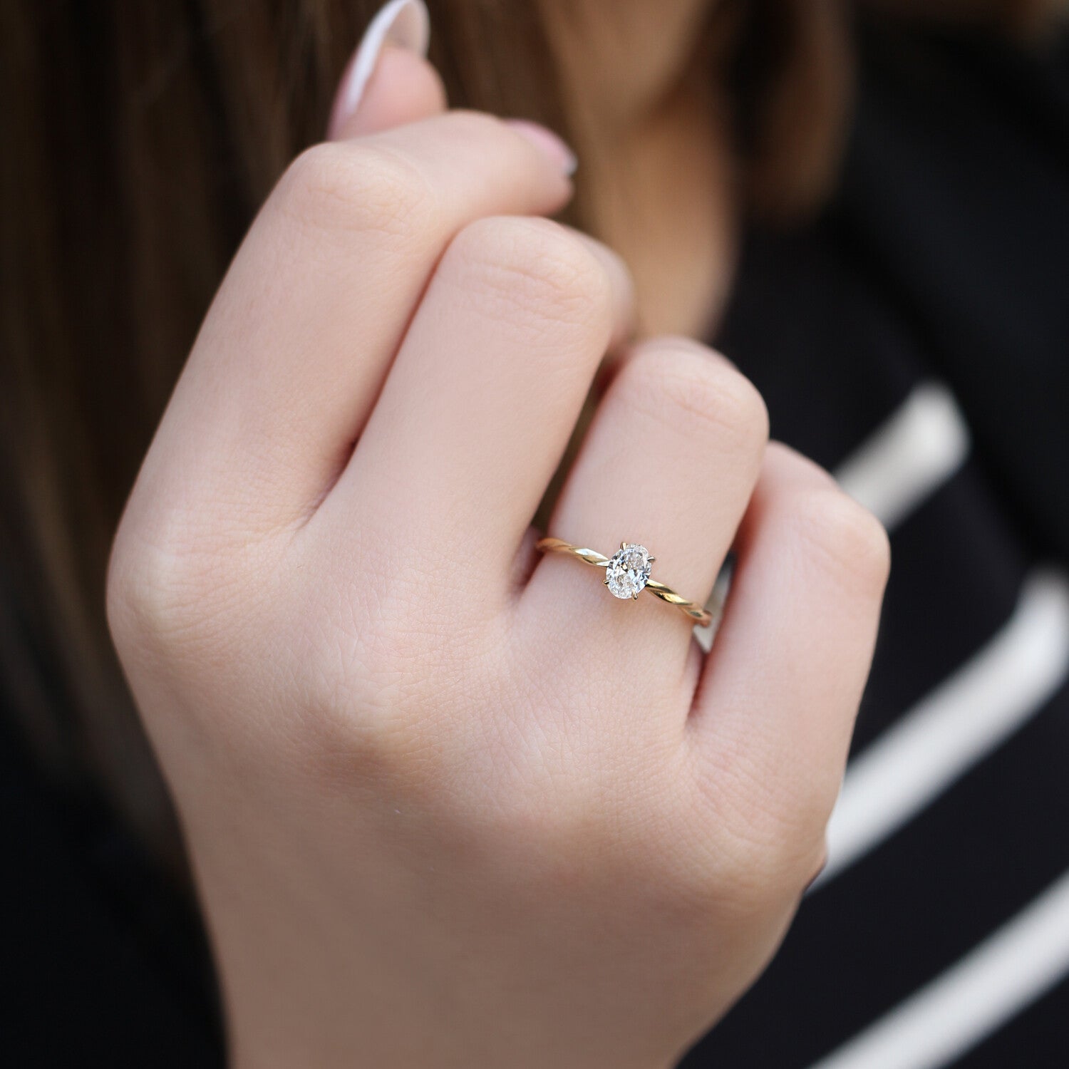 0.40 Carat Oval Diamond Twist Ring - Special Design