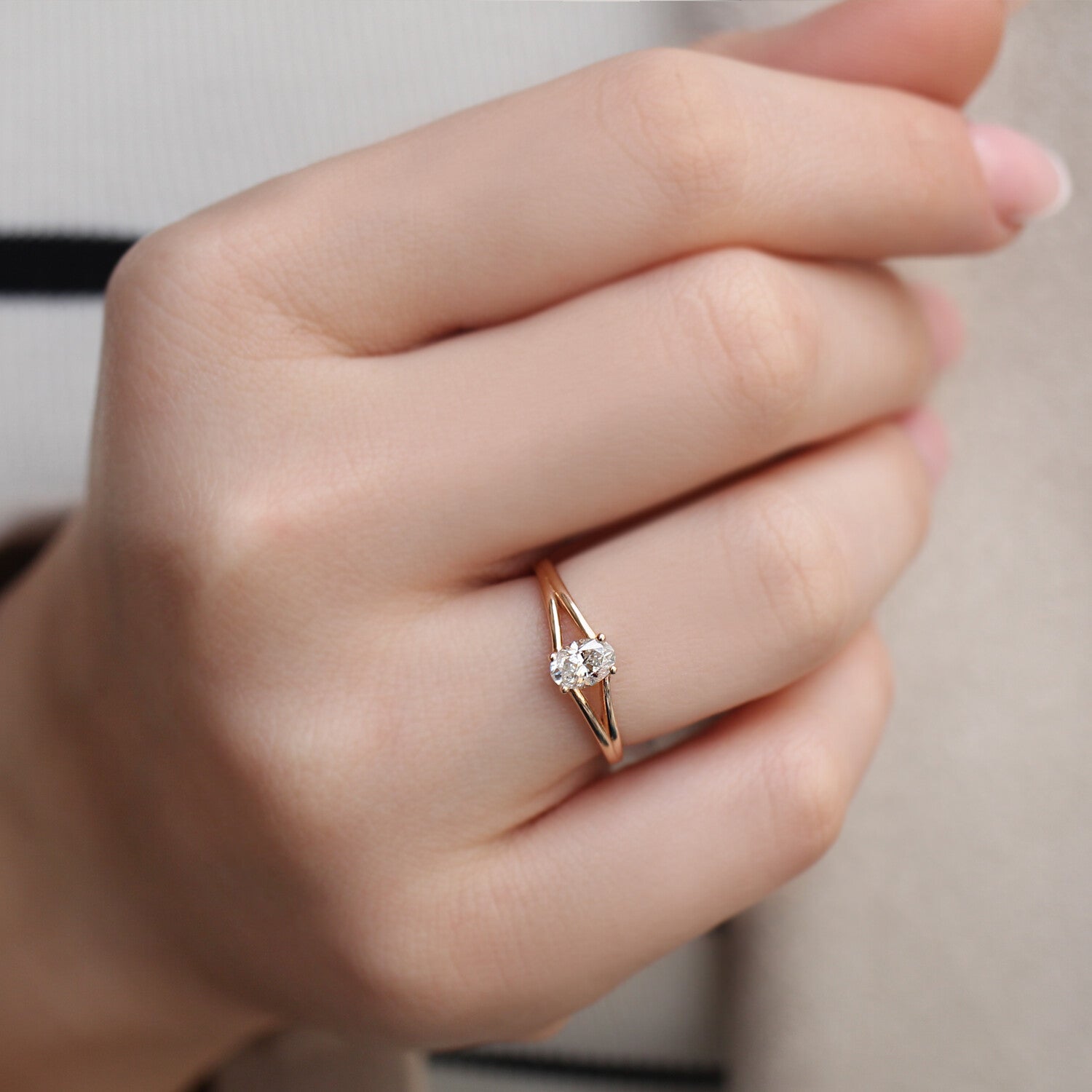 0.40 Carat Custom Design Oval Diamond Ring
