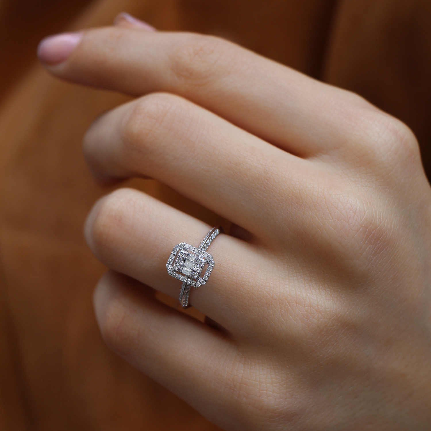 0.40 Carat Custom Design Diamond Baguette Ring