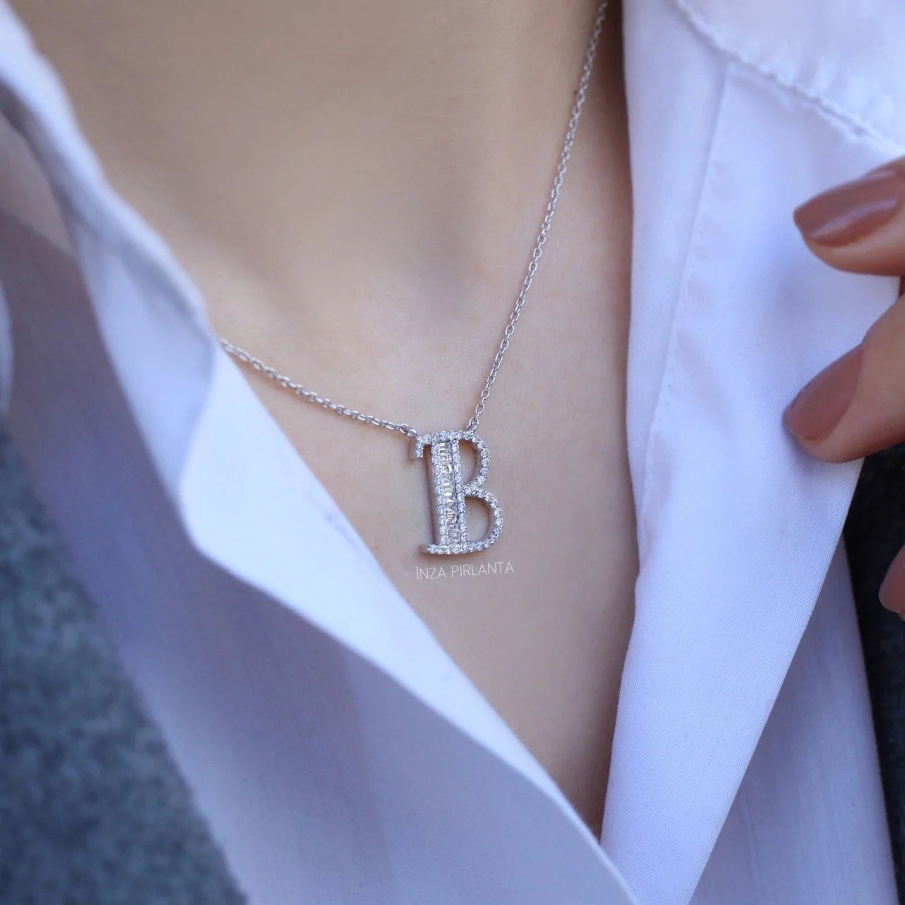 0.40 Carat Custom Design Diamond Letter Necklace