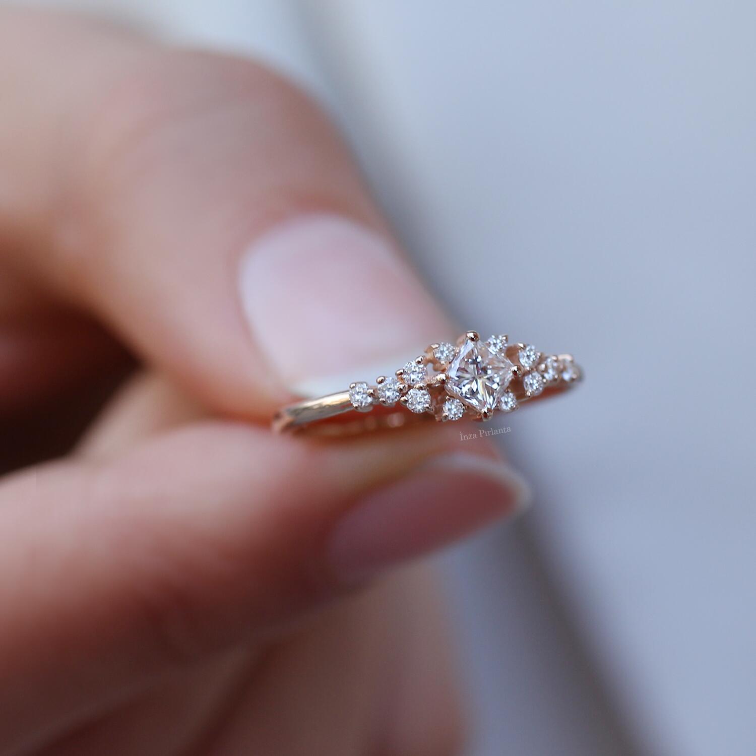 0.40 Karat Vintage Pırlanta Prenses Yüzük