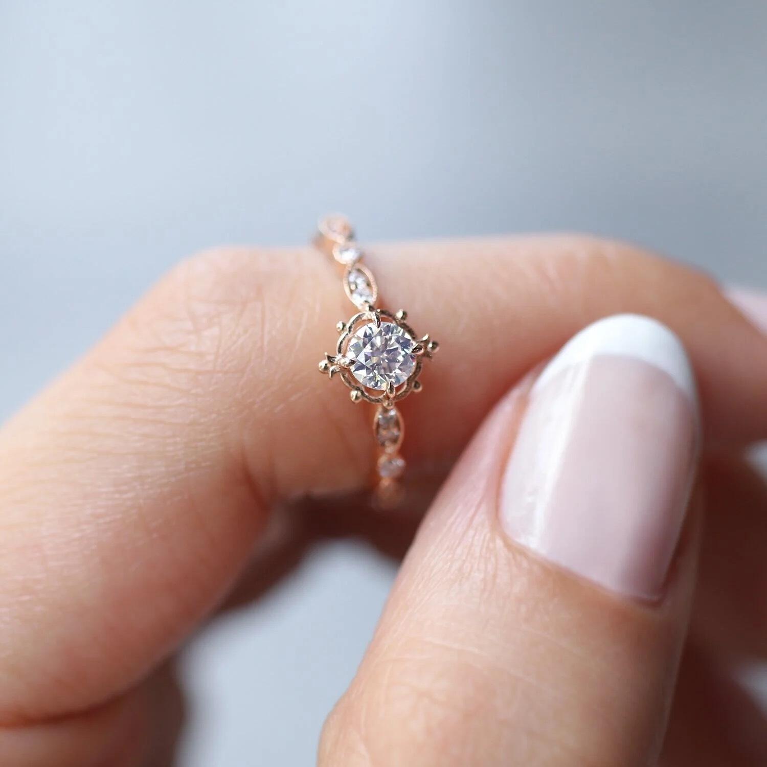 0.42 Carat Vintage Mila Custom Design Diamond Ring