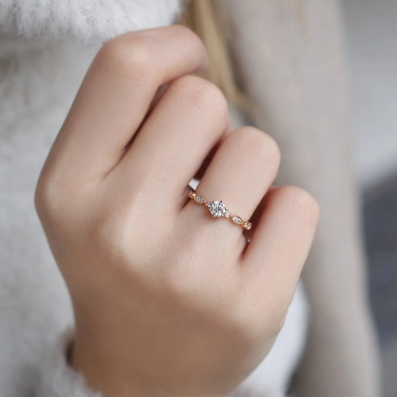 0.42 Carat Vintage Design Diamond Solitaire Ring