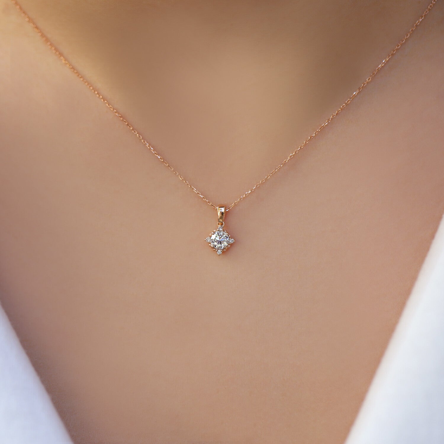 0.45 Carat Custom Design Diamond Necklace