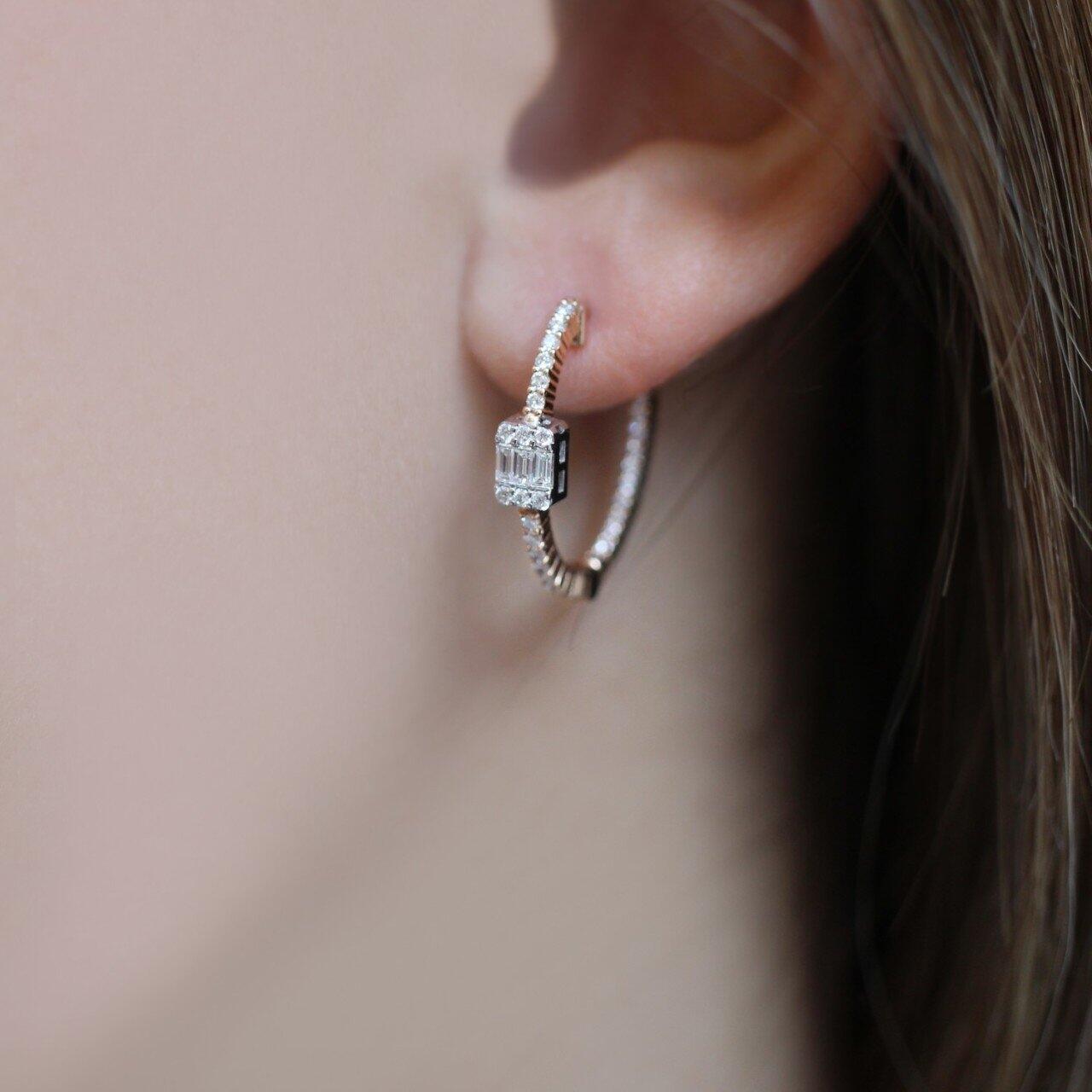 0.45 Carat Designed Diamond Baguette Earrings