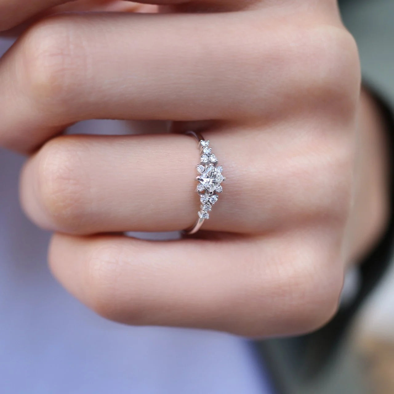 0.45 Karat Vintage Diamant Princess Solitärring