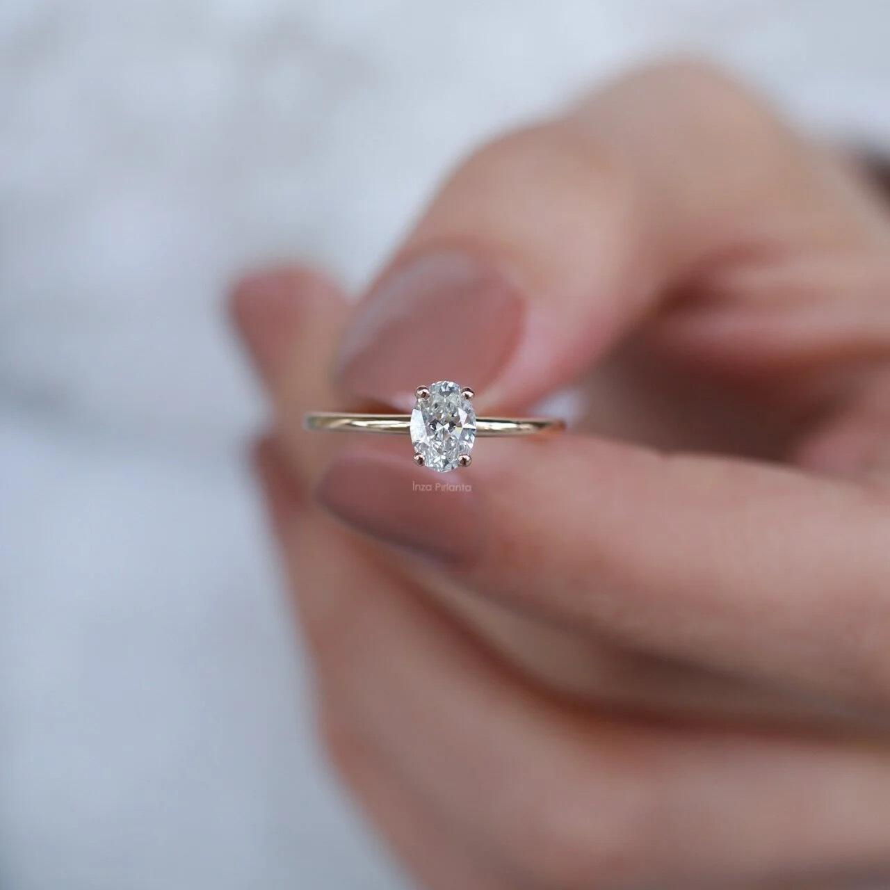 0.50 Carat Oval Solitaire Diamond Ring