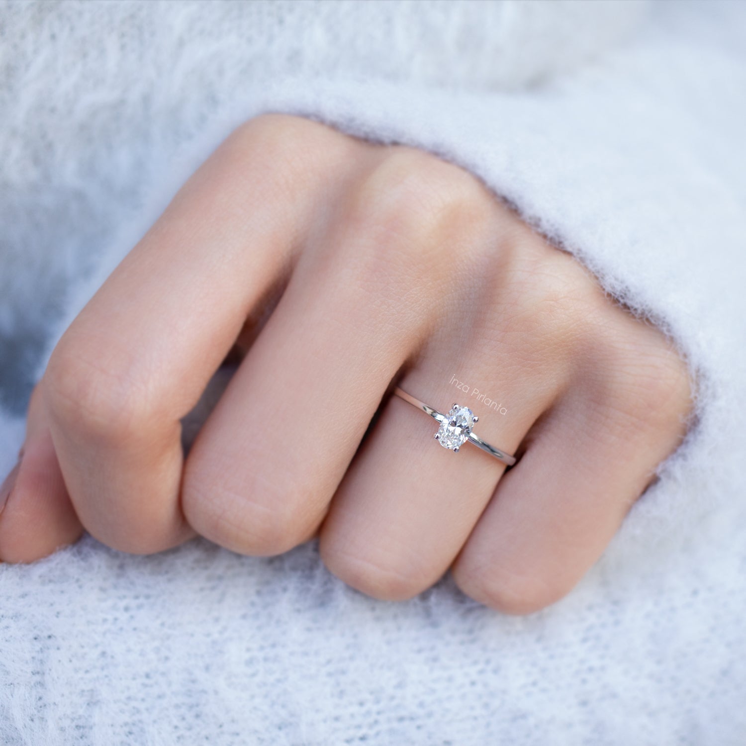0.50 Carat D VS2 HRD Certified Oval Diamond Solitaire Ring