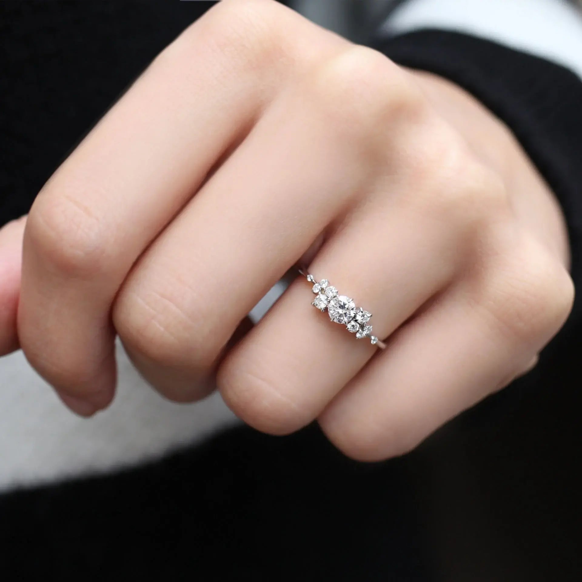 0.50 Carat Vintage Asymmetrical Diamond Solitaire Ring