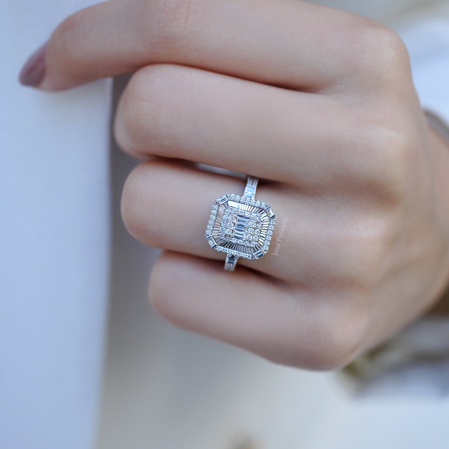 0.60 Carat Custom Design Diamond Baguette Ring