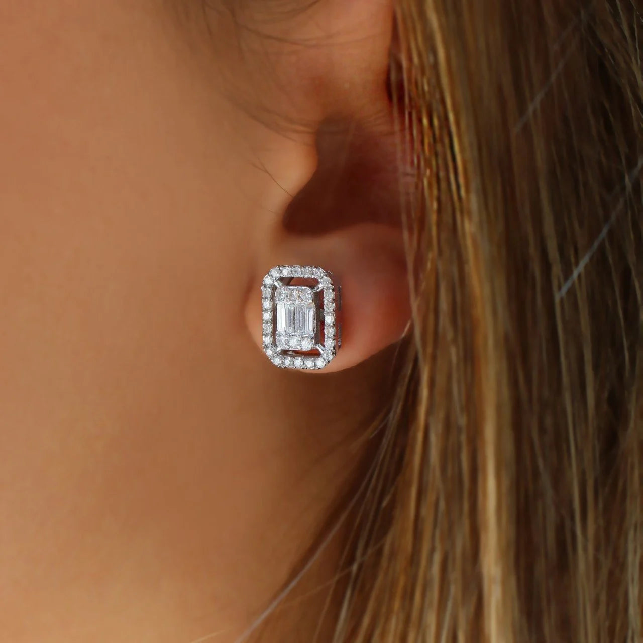 0.60 Carat Diamond Baguette Earrings