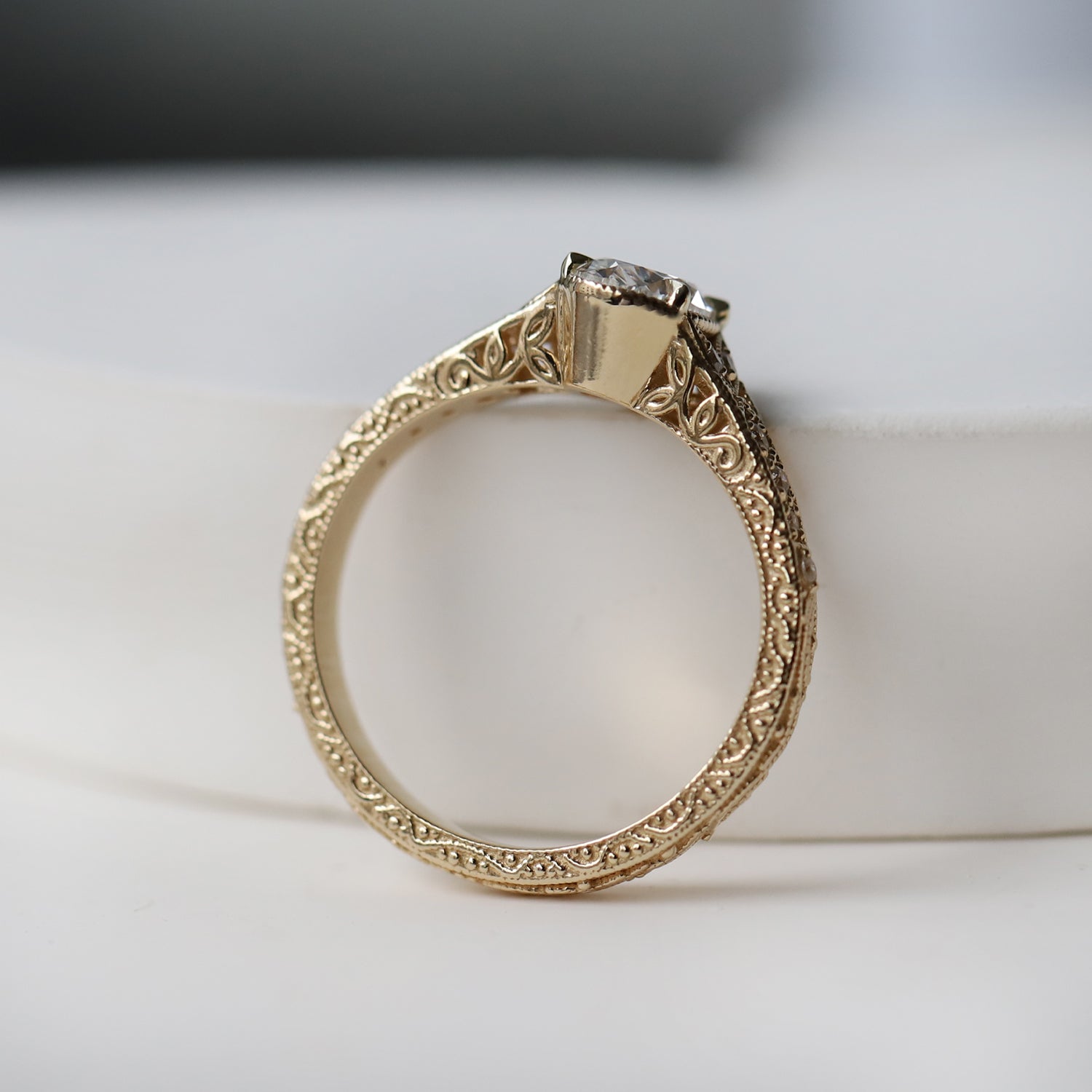 0.75 Carat F SI2 GIA Certified Tigris Design Diamond Ring