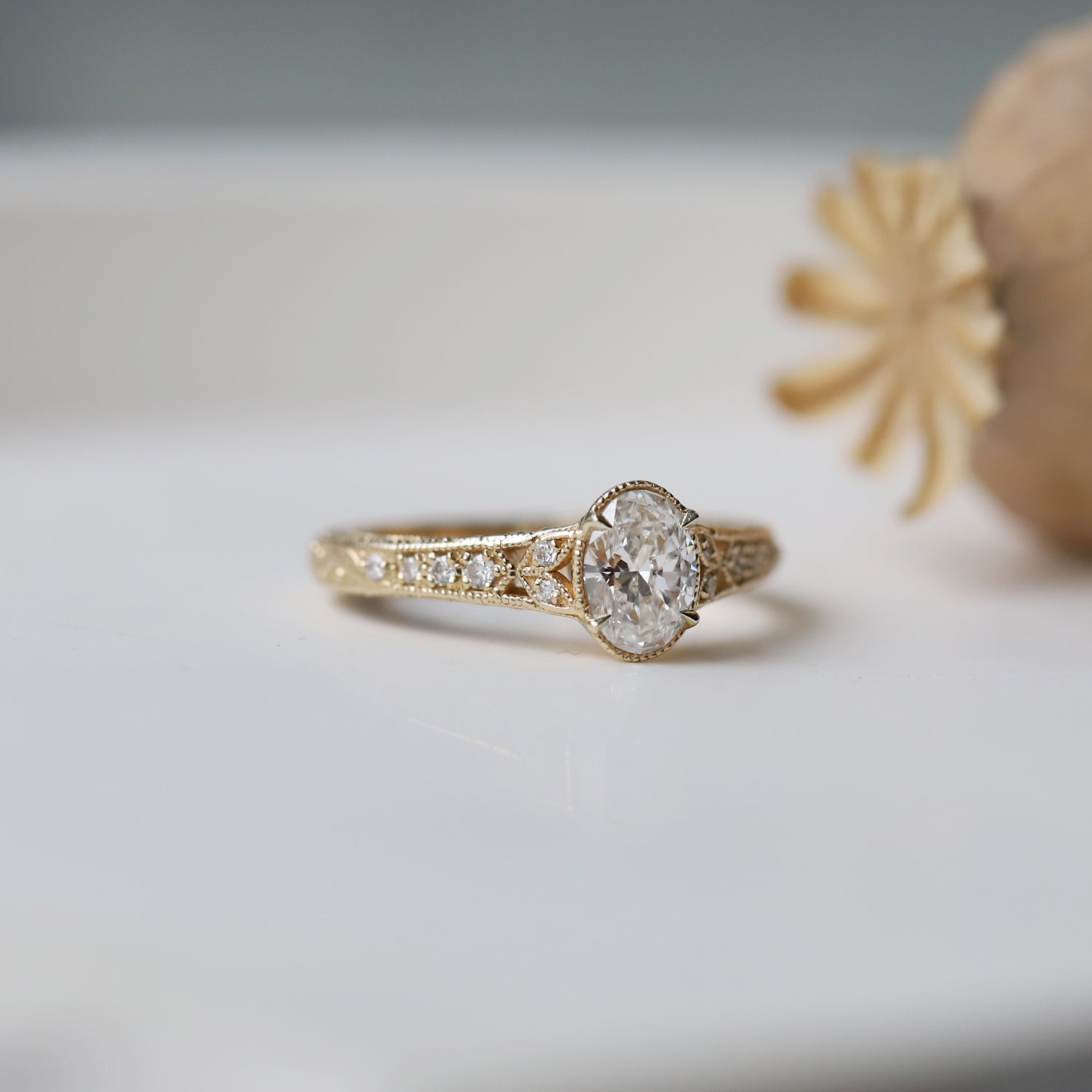 0.75 Carat F SI2 GIA Certified Tigris Design Diamond Ring