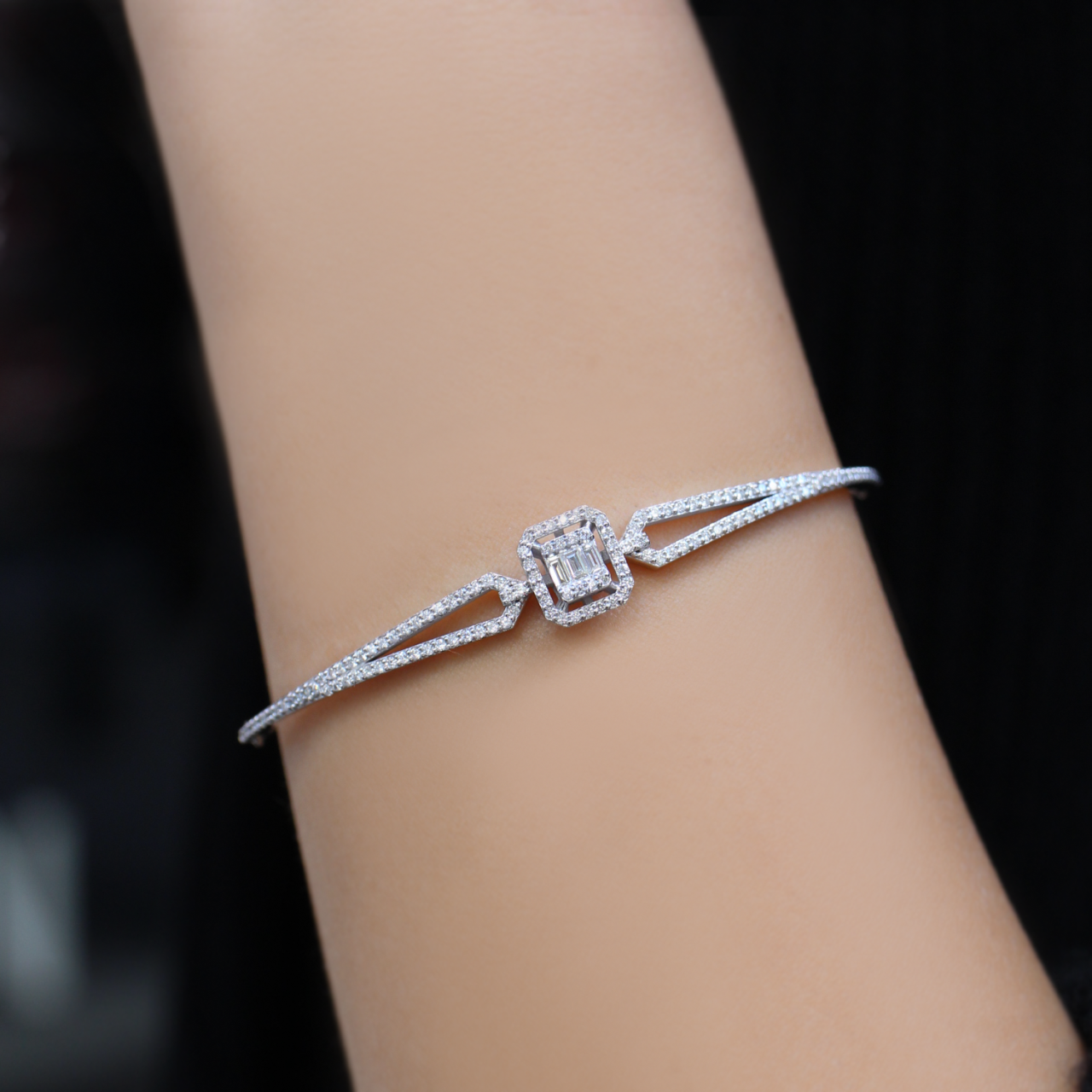 0.75 Carat Diamond Baguette Bangle