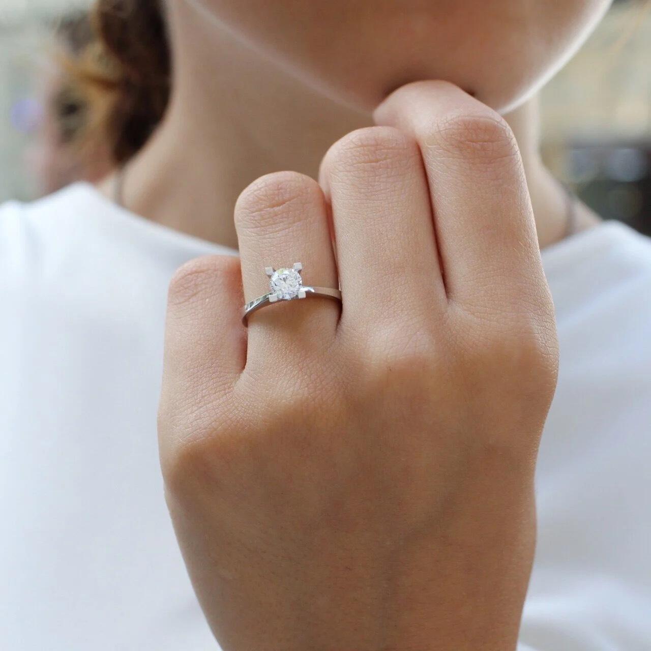 0.80 Carat F SI2 HRD Certified Diamond Solitaire Ring