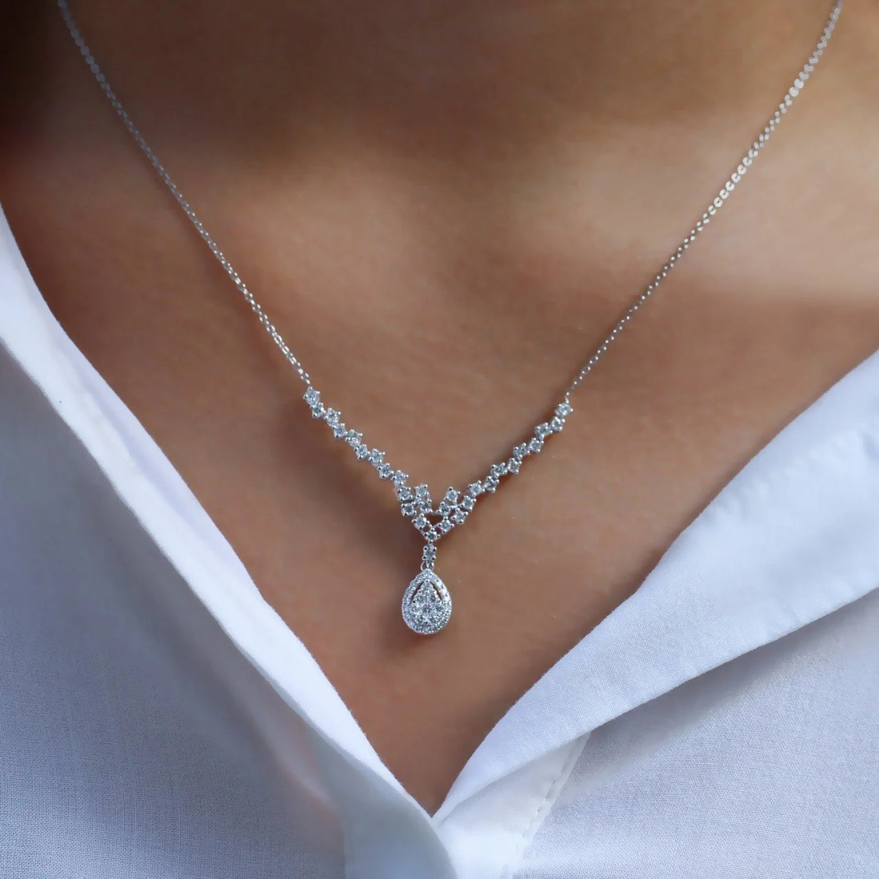 0.80 Carat Custom Design Diamond Necklace