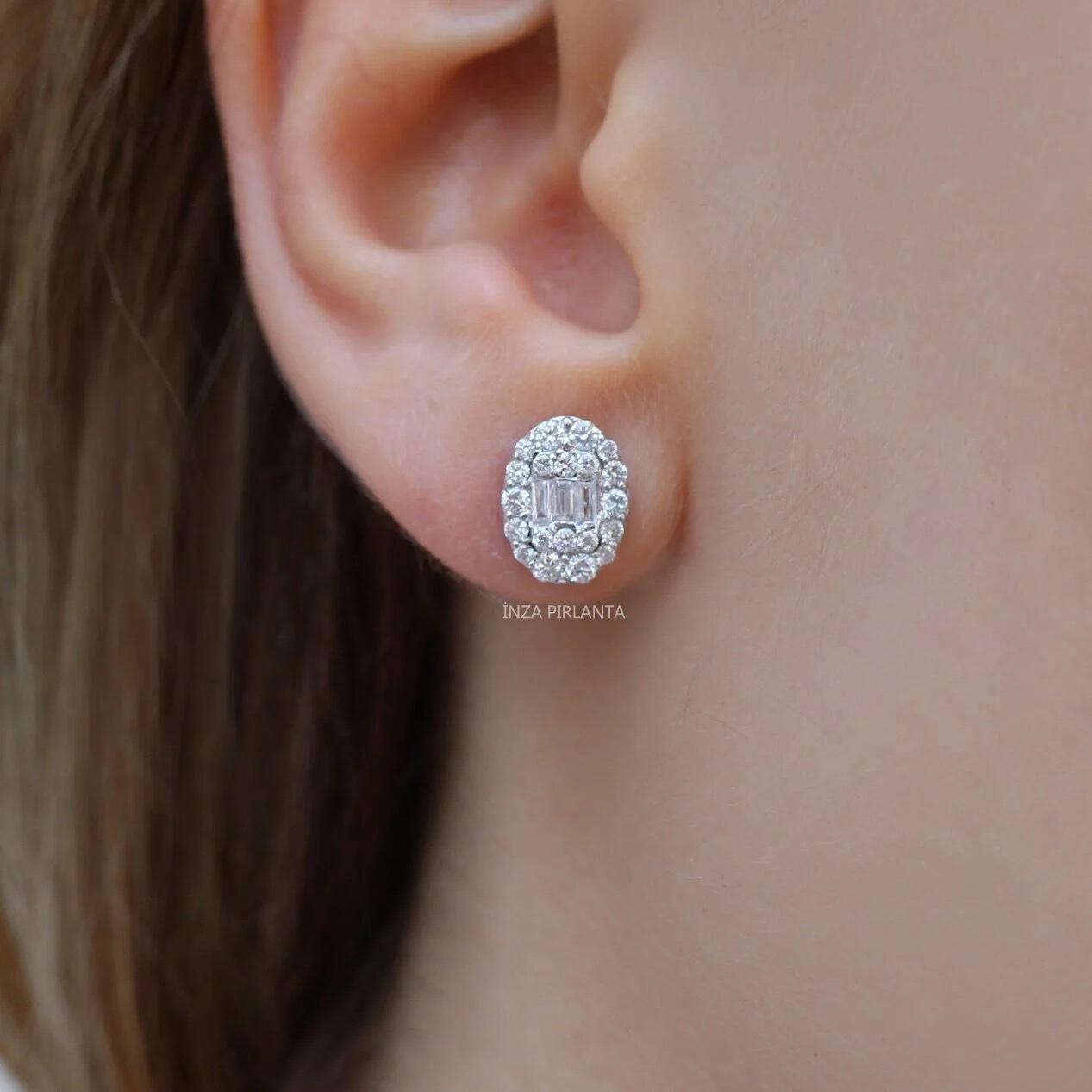 0.80 Carat Designer Diamond Baguette Earrings