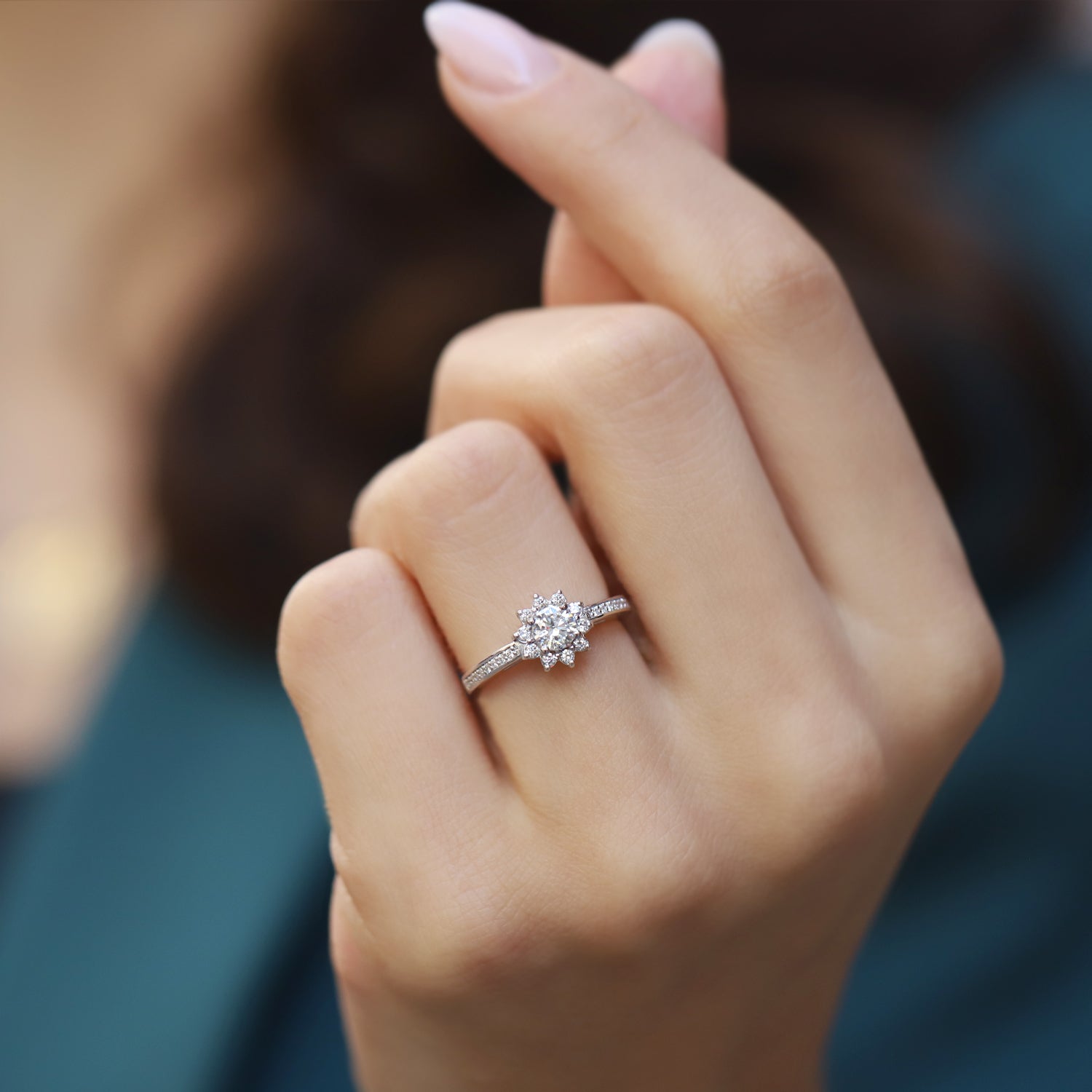 0,80 Karat Vintage Design Schneeflocke Diamantring