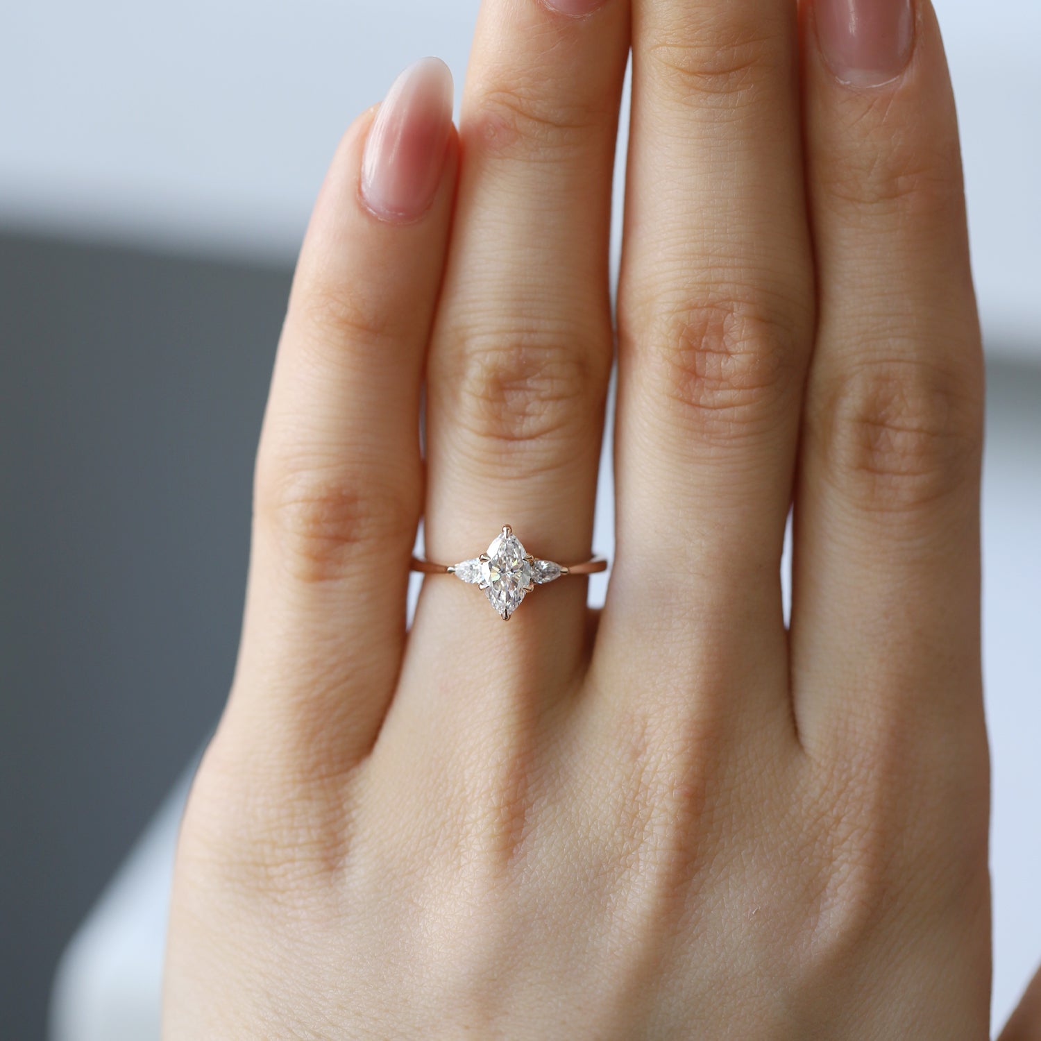 0.85 Carat F SI2 GIA Certified Vintage Clara Marquise Diamond Ring