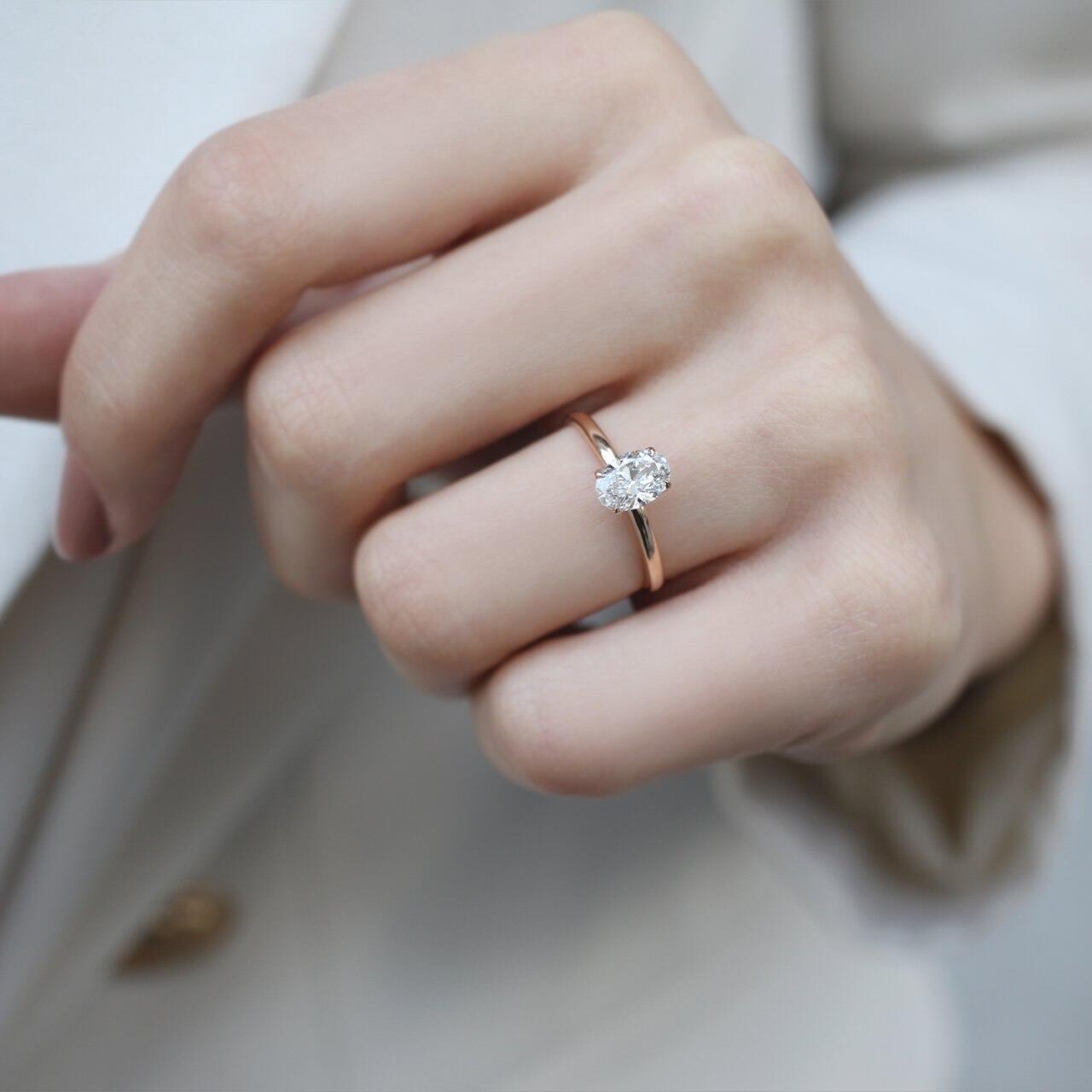1.00 Carat G SI2 GIA Certified Oval Solitaire Ring