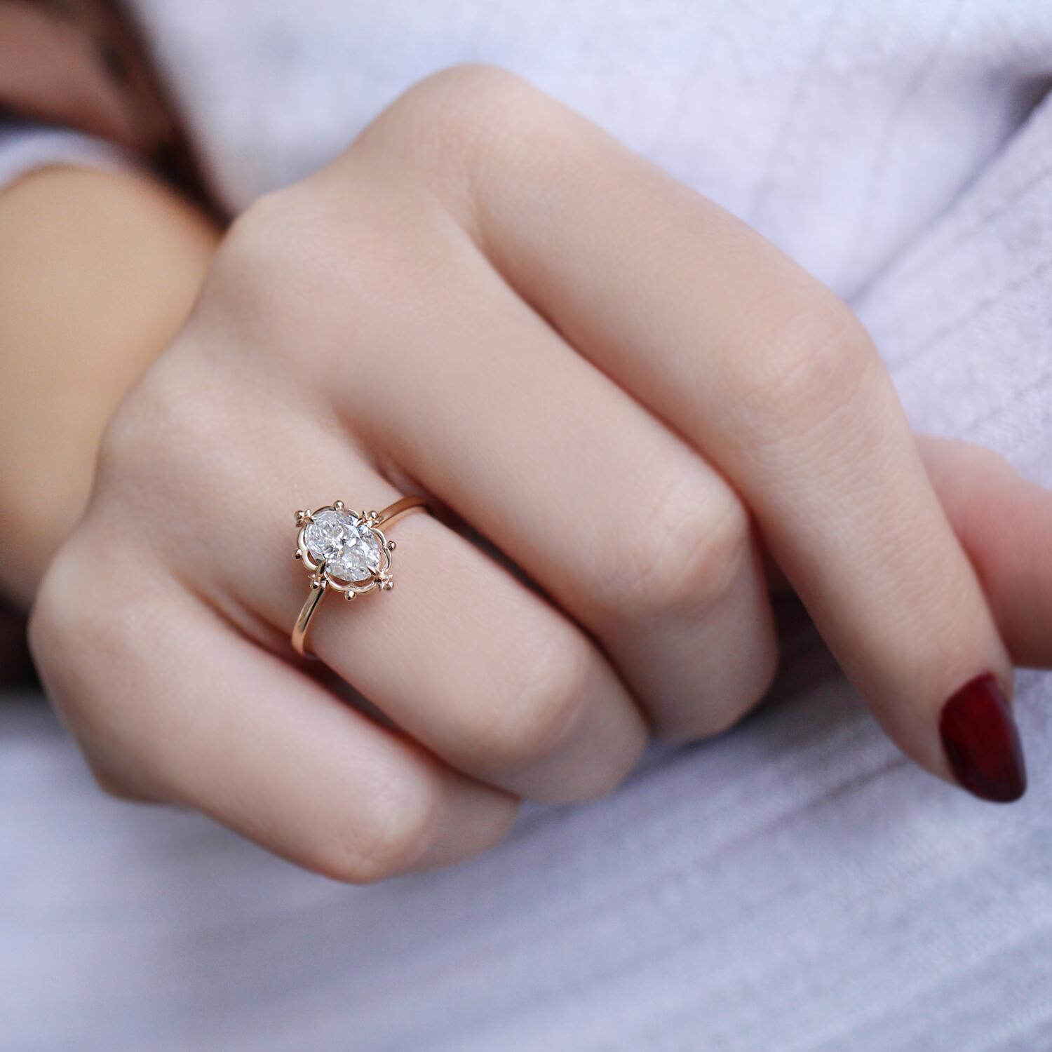 1.00 Karat F SI2 HRD Vintage Aria Design Diamantring