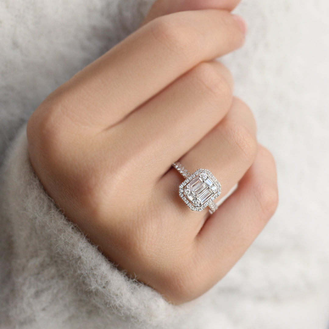 1.00 Carat Custom Design Diamond Baguette Ring