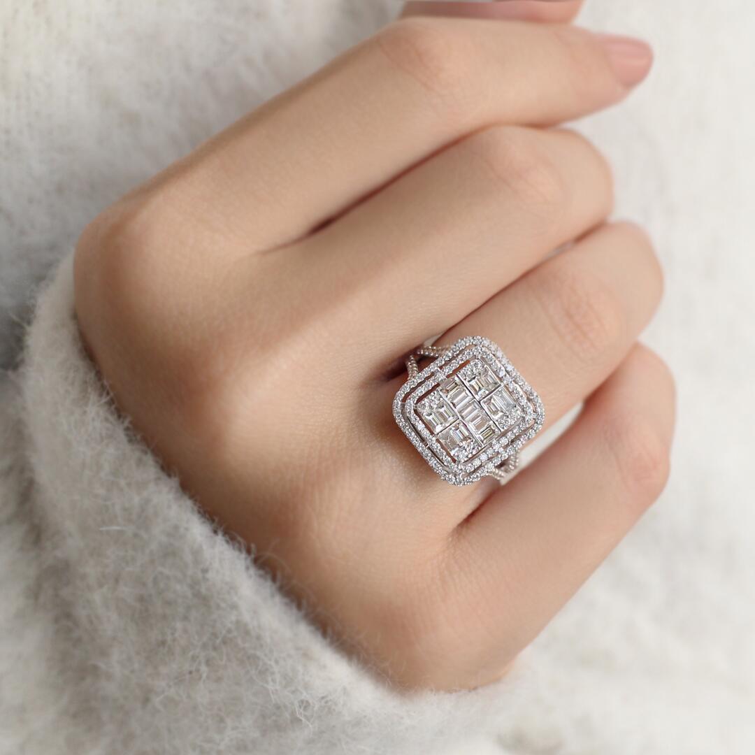 1.55 Carat Custom Design Diamond Baguette Ring