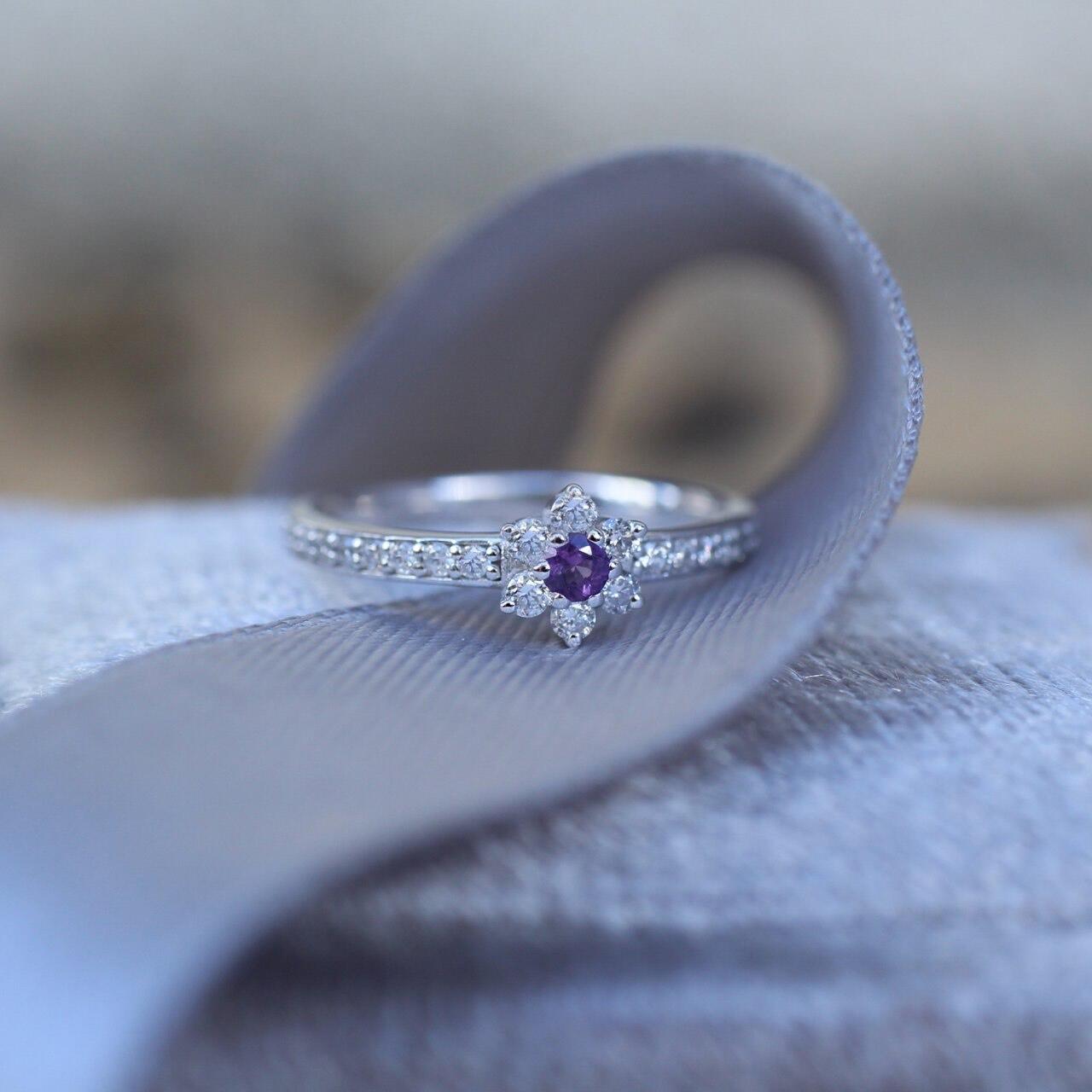 Custom Design Amethyst & Diamond Ring