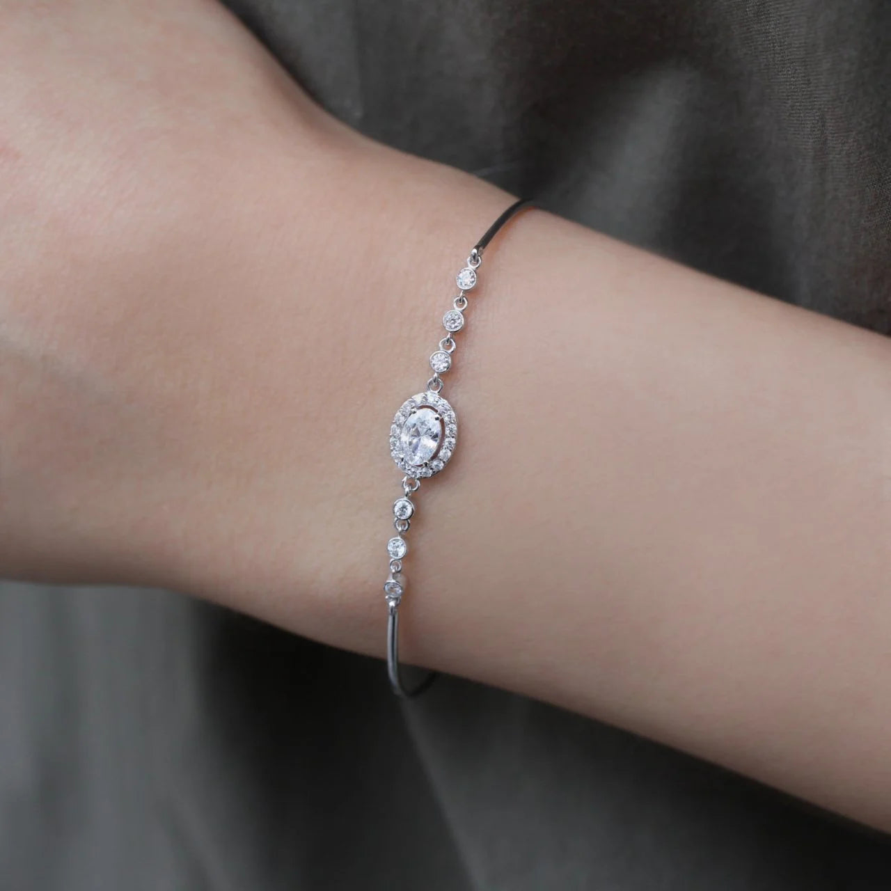 Custom Design White Topaz & Diamond Bracelet