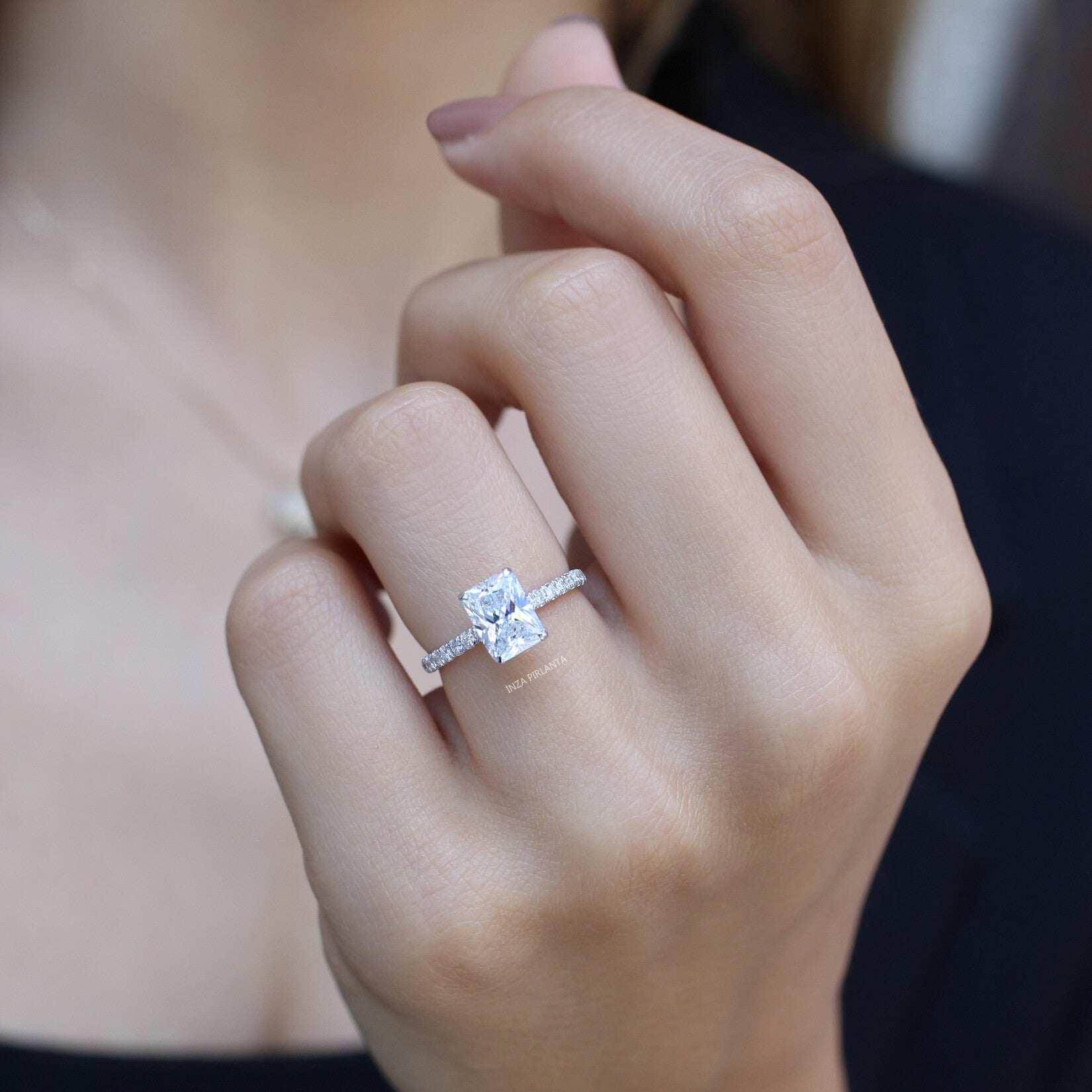 Custom Design White Topaz & Diamond Ring