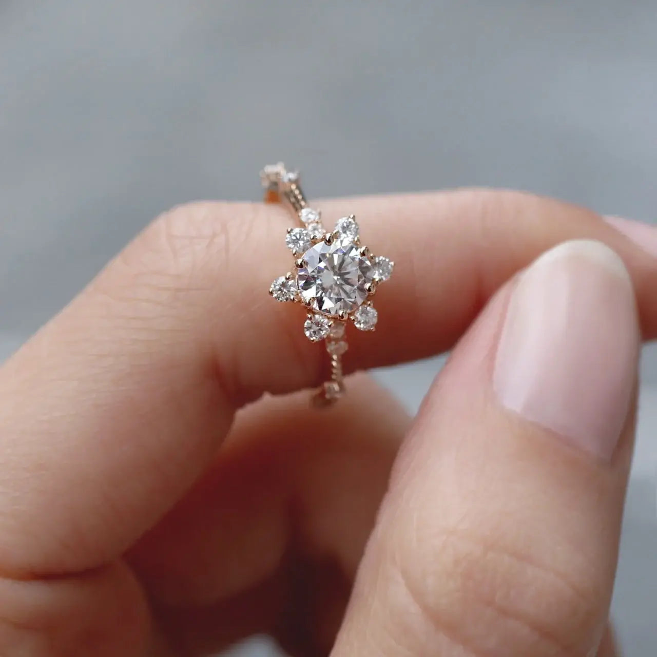 Custom Design Snowflake Diamond & White Topaz Ring