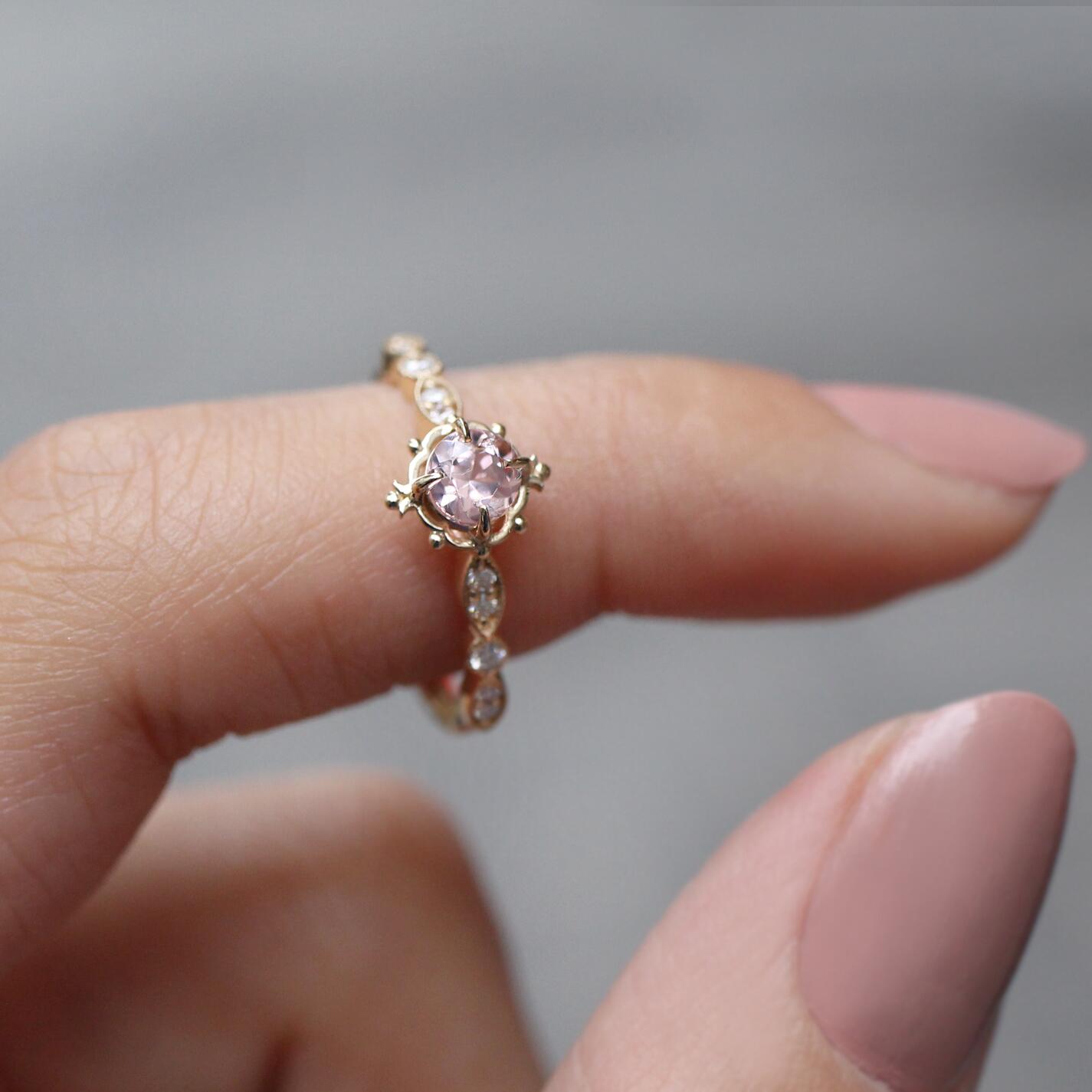 Custom Design Mila Morganite & Diamond Ring