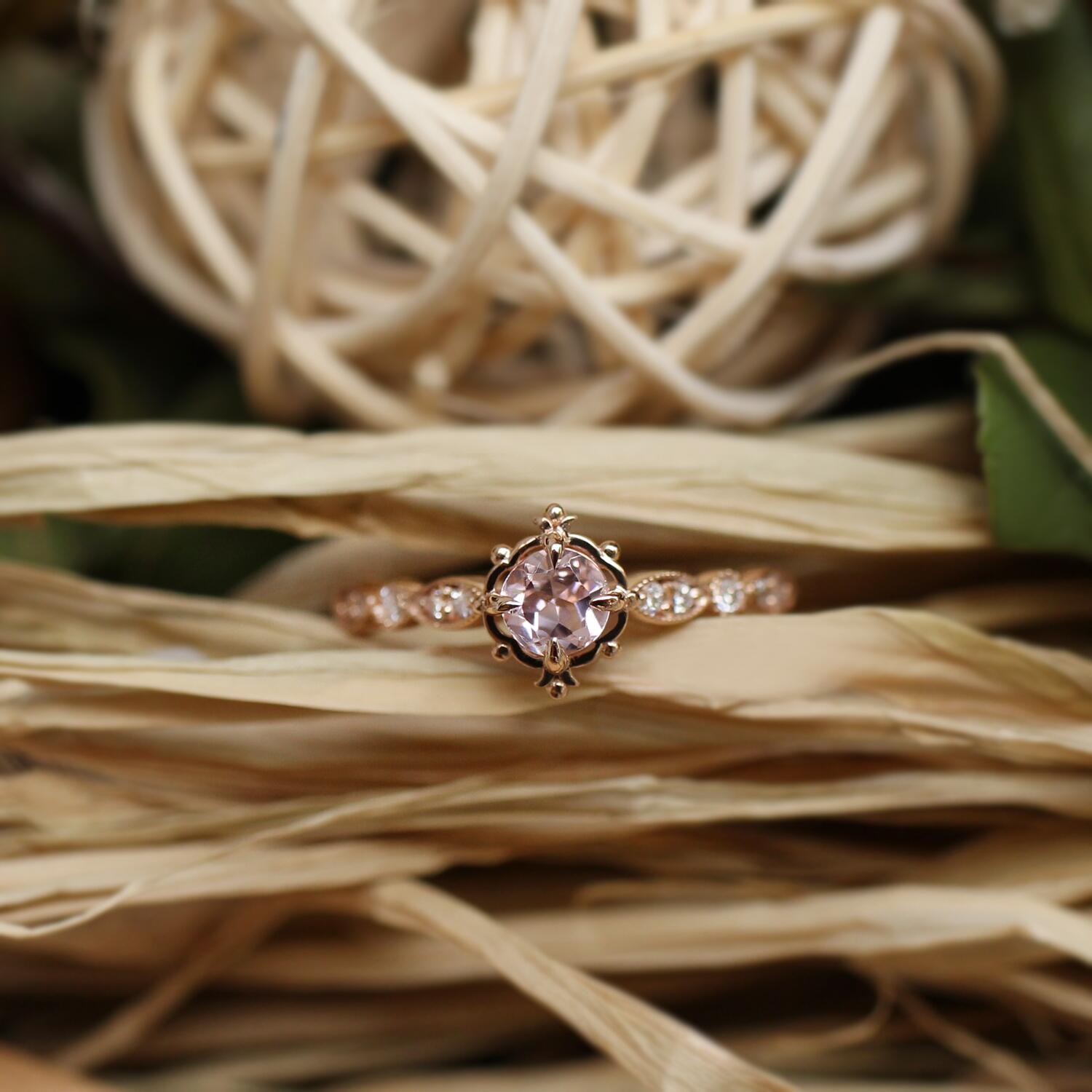 Custom Design Mila Morganite & Diamond Ring