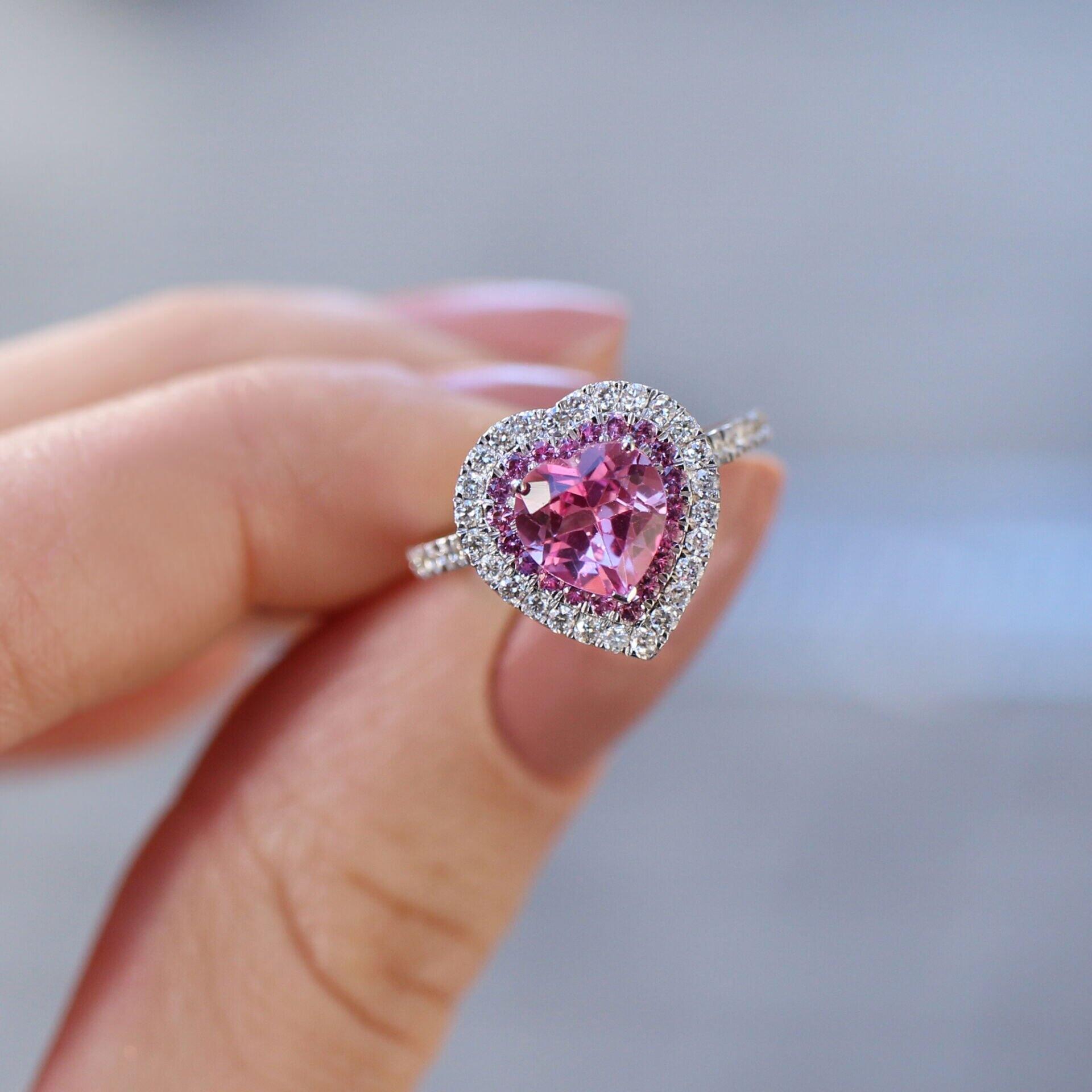 Custom Design Pink Sapphire & Diamond Ring