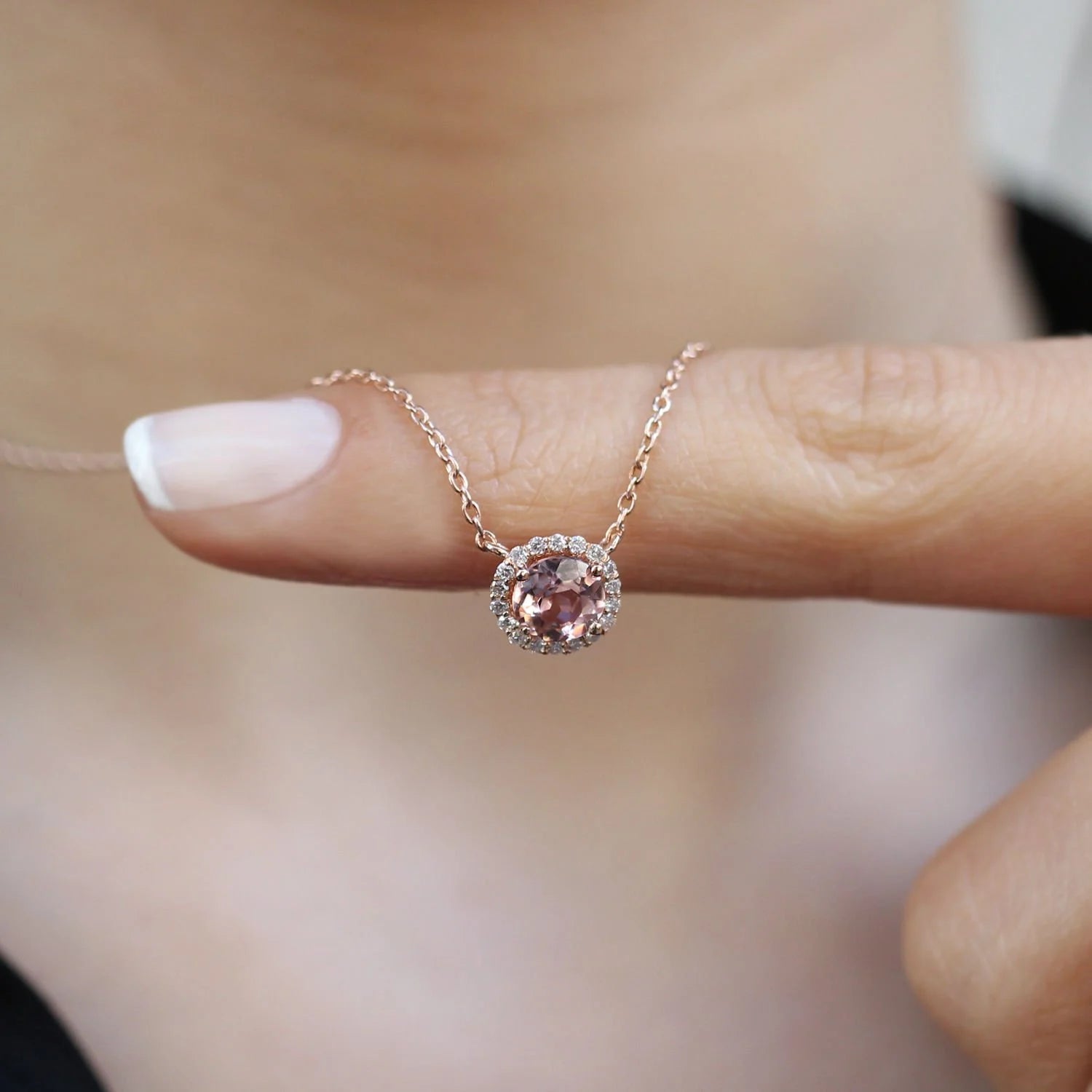 Custom Design Diamond & Morganite Necklace