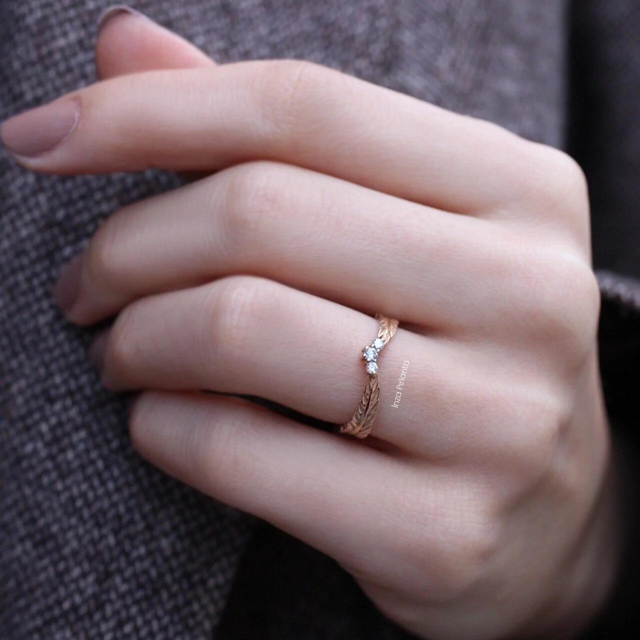 0.07 Carat Custom Design Diamond Tria Ring