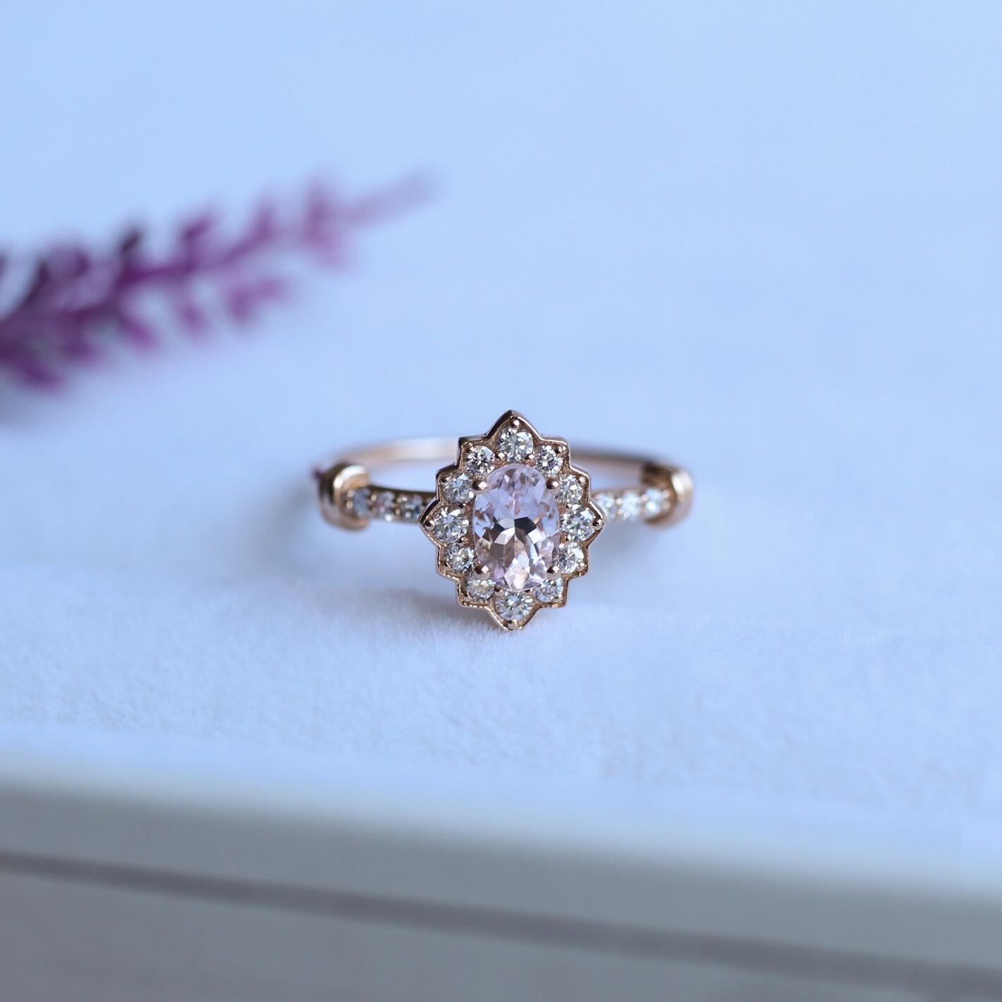 Custom Design Venice Morganite & Diamond Ring