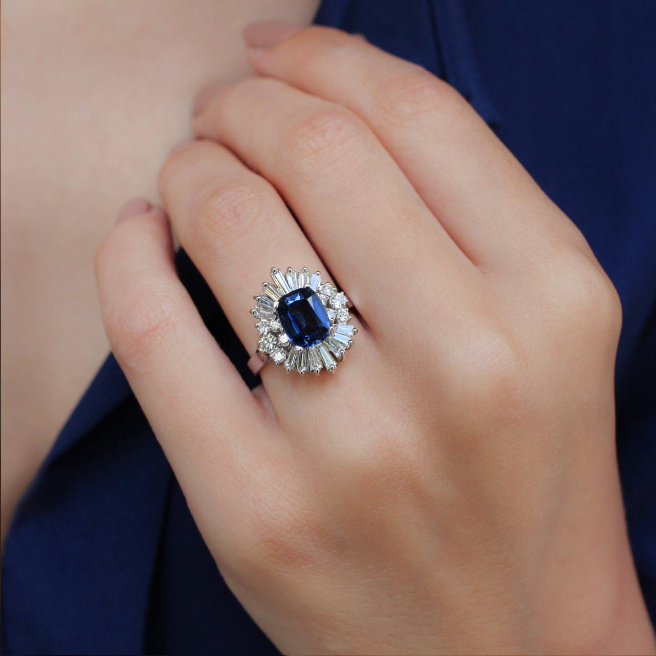 Custom Design Sapphire & Diamond Ring