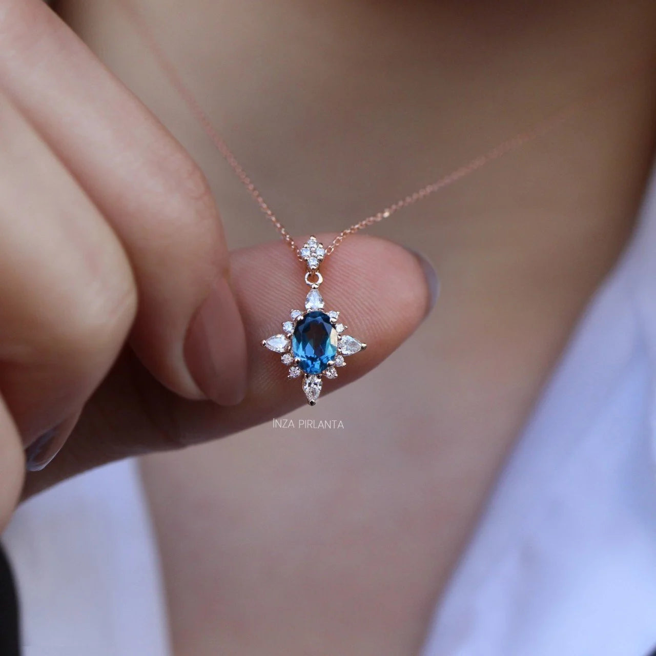 Selius London Blue & Diamant Halskette