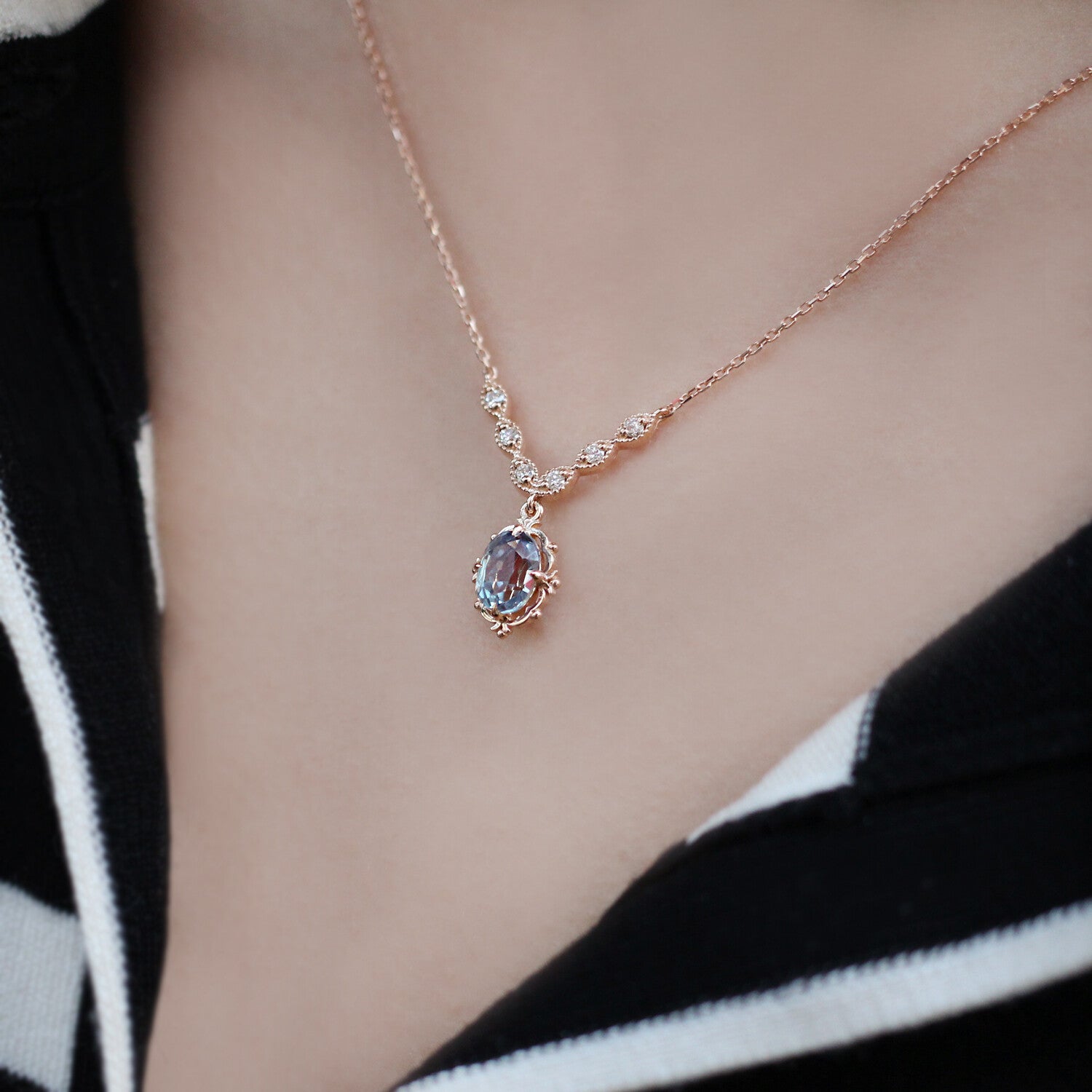 Vintage Aria Alexandrit & Diamant Halskette