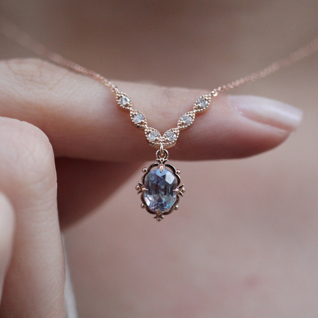 Vintage Aria Alexandrite & Diamond Necklace