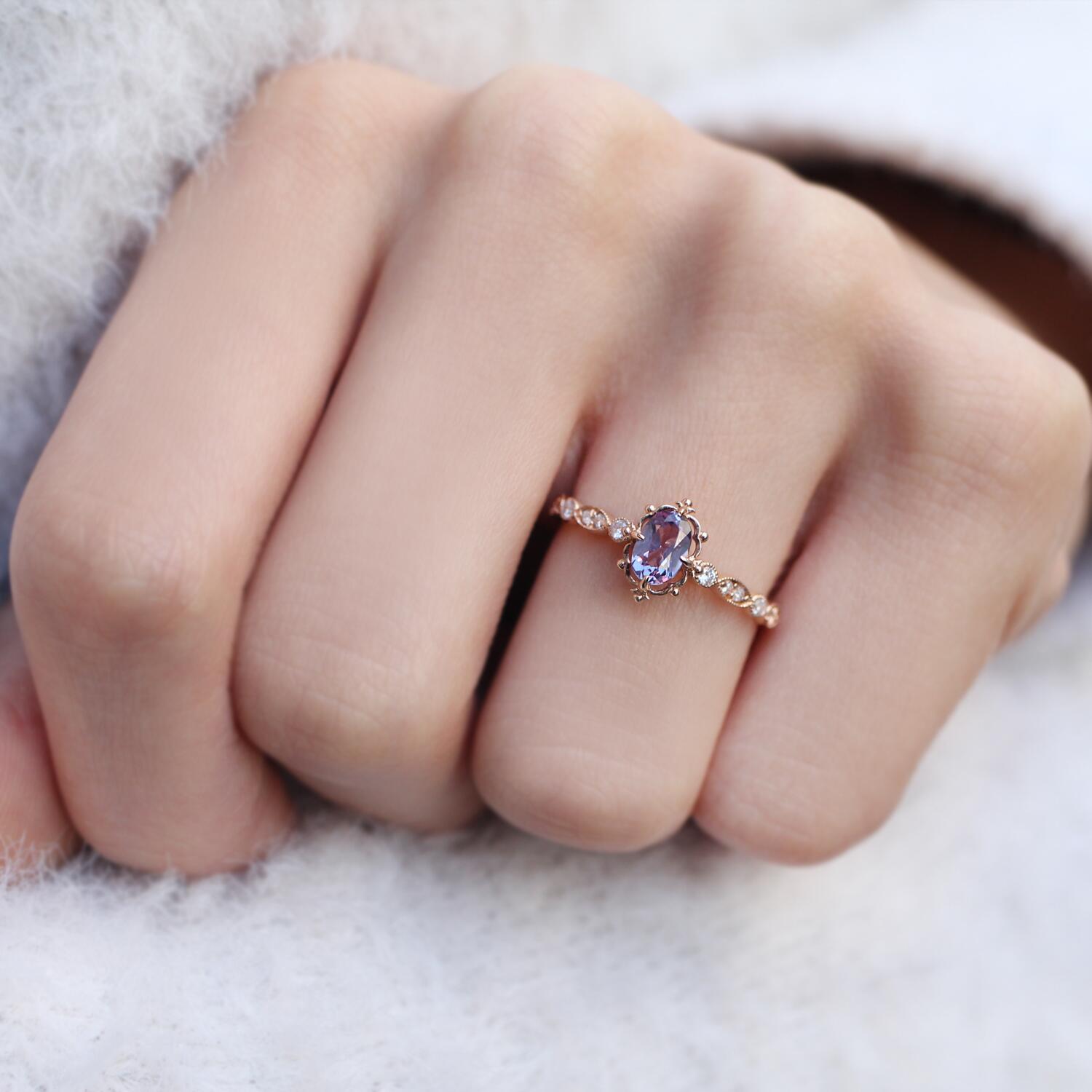 Vintage Aria Alexandrit- & Diamantring
