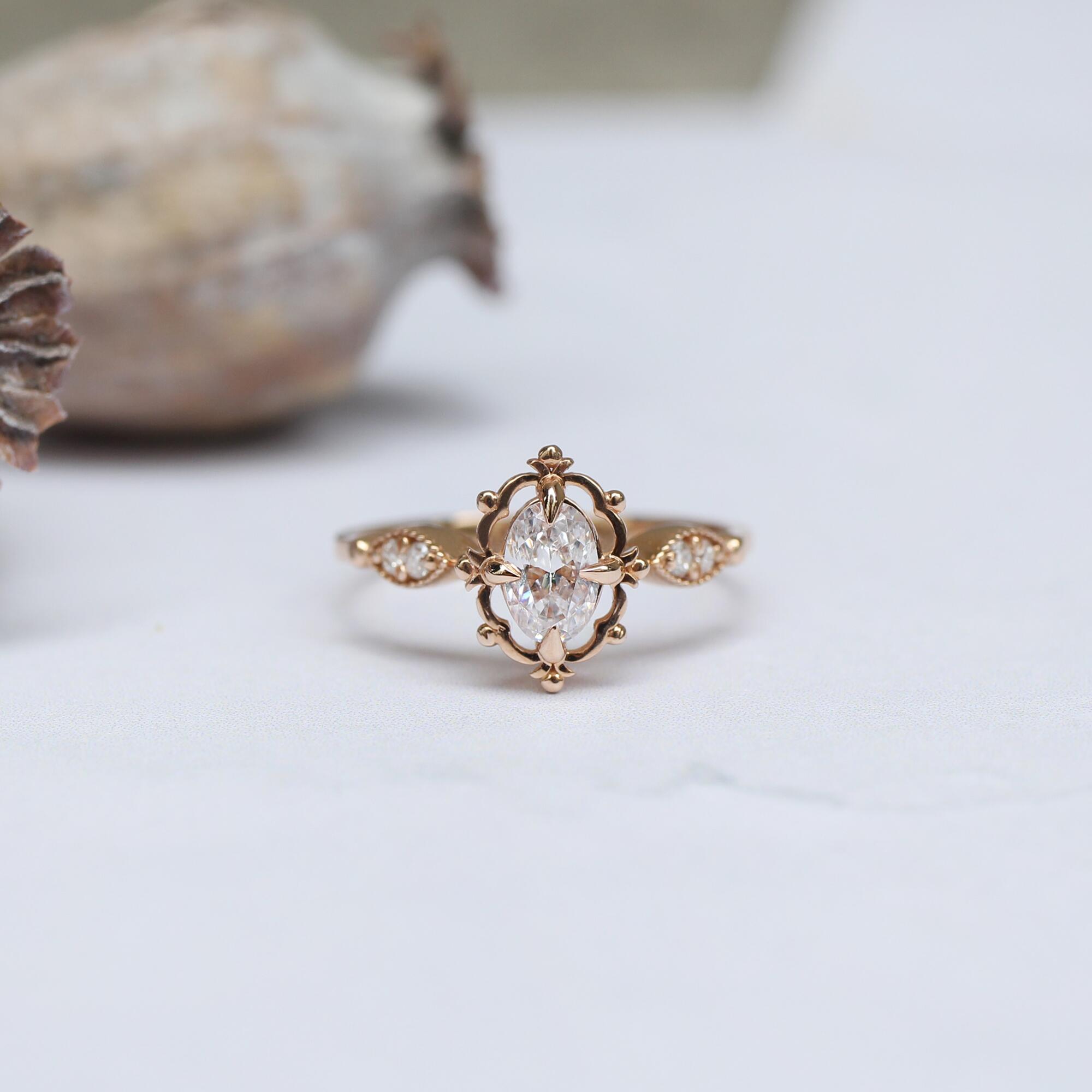 Vintage Aria White Topaz & Diamond Ring