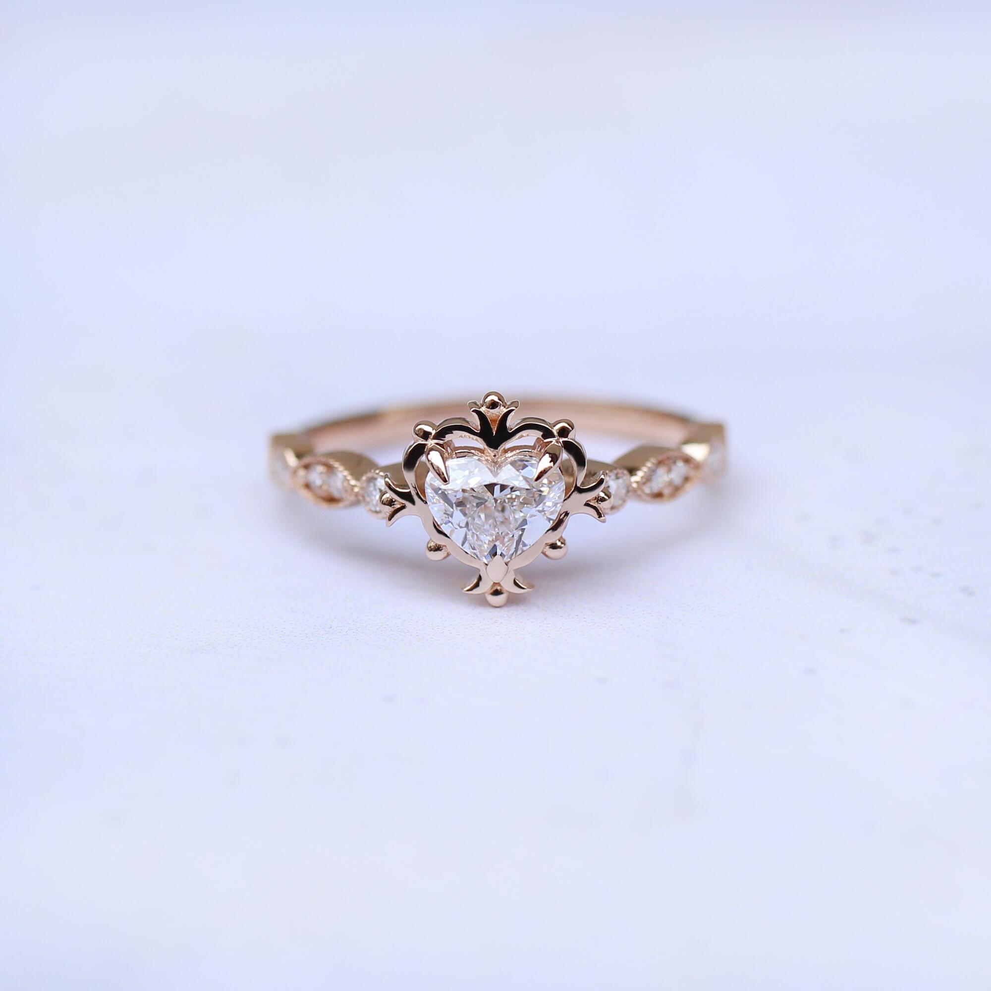 0.65 Karat Vintage Aria Herz-Design Diamantring